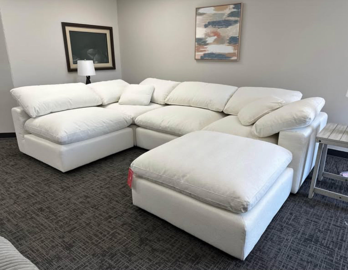 Luxe Dream Performance Bouclé Square Arm Cloud - Ivory/Slate Grey