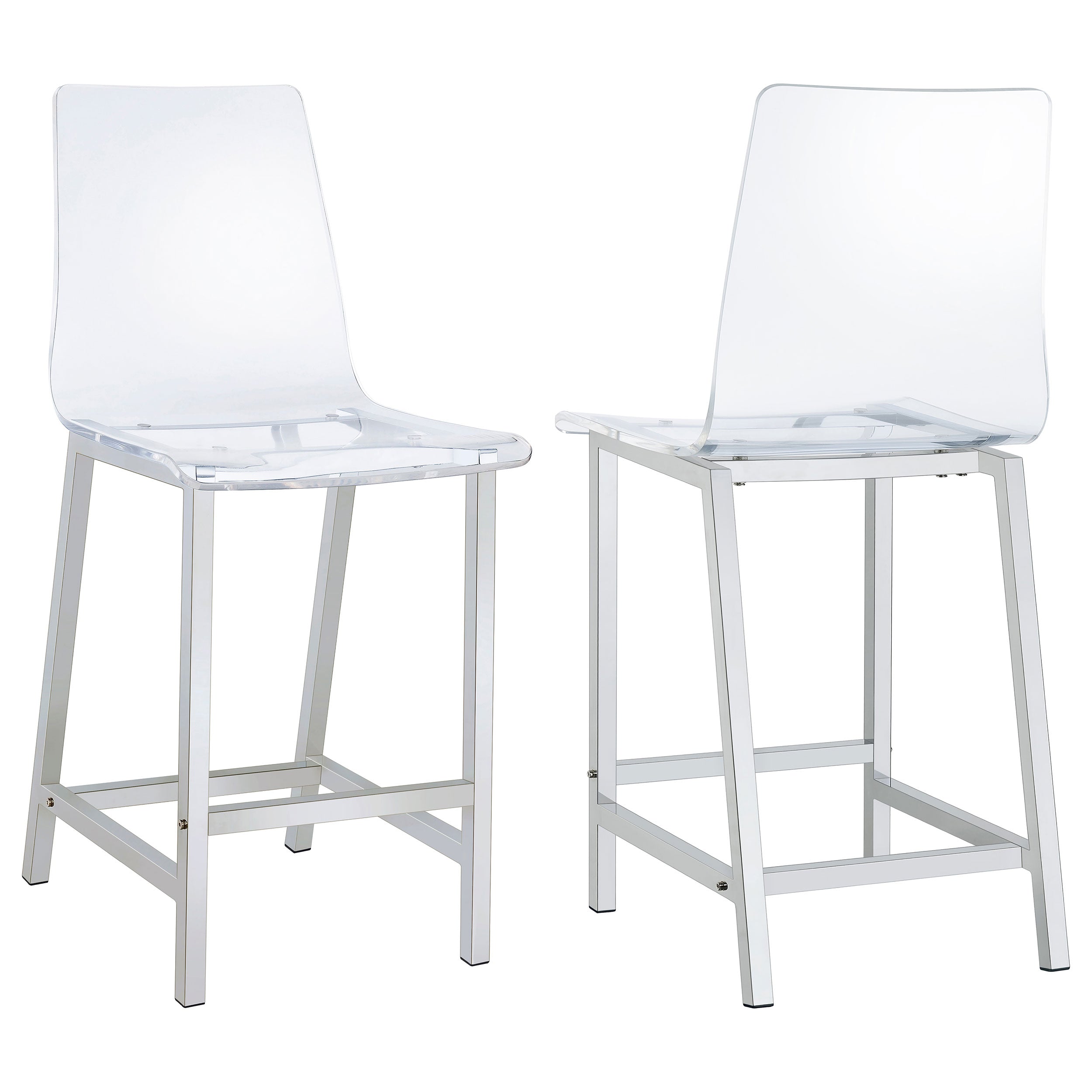 Juelia Clear Acrylic Bar Chair Chrome (Set of 2)