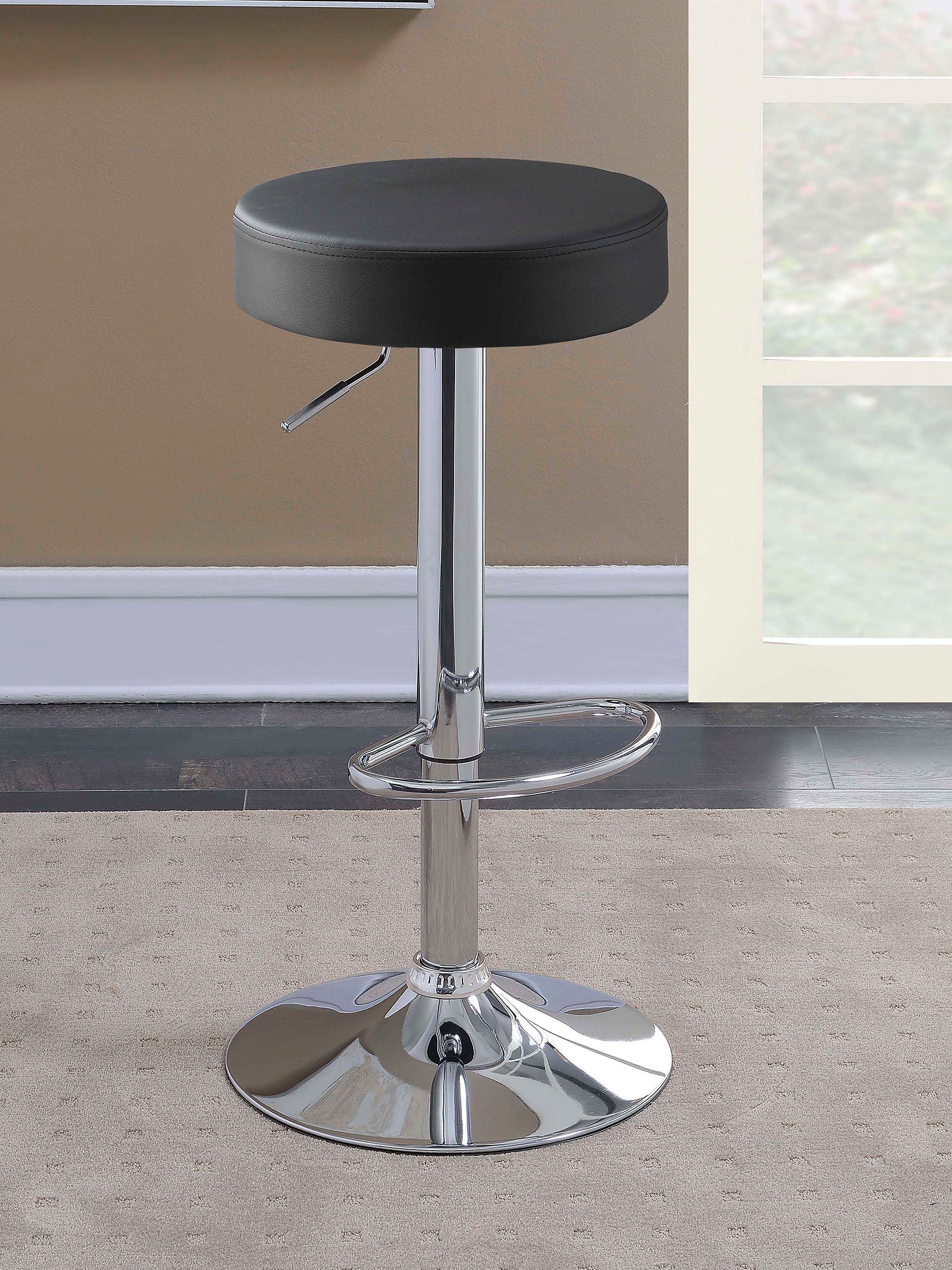 Ramses Adjustable Backless Bar Stool Chrome and White / Black
