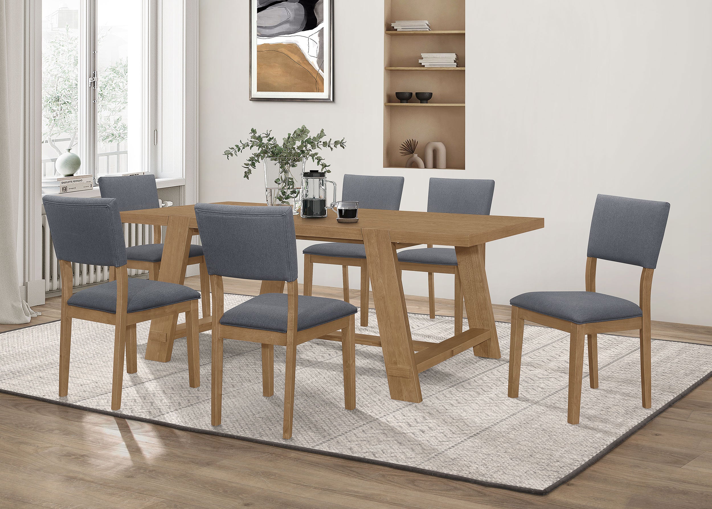 Sharon Rectangular Dining Table Set Brown
