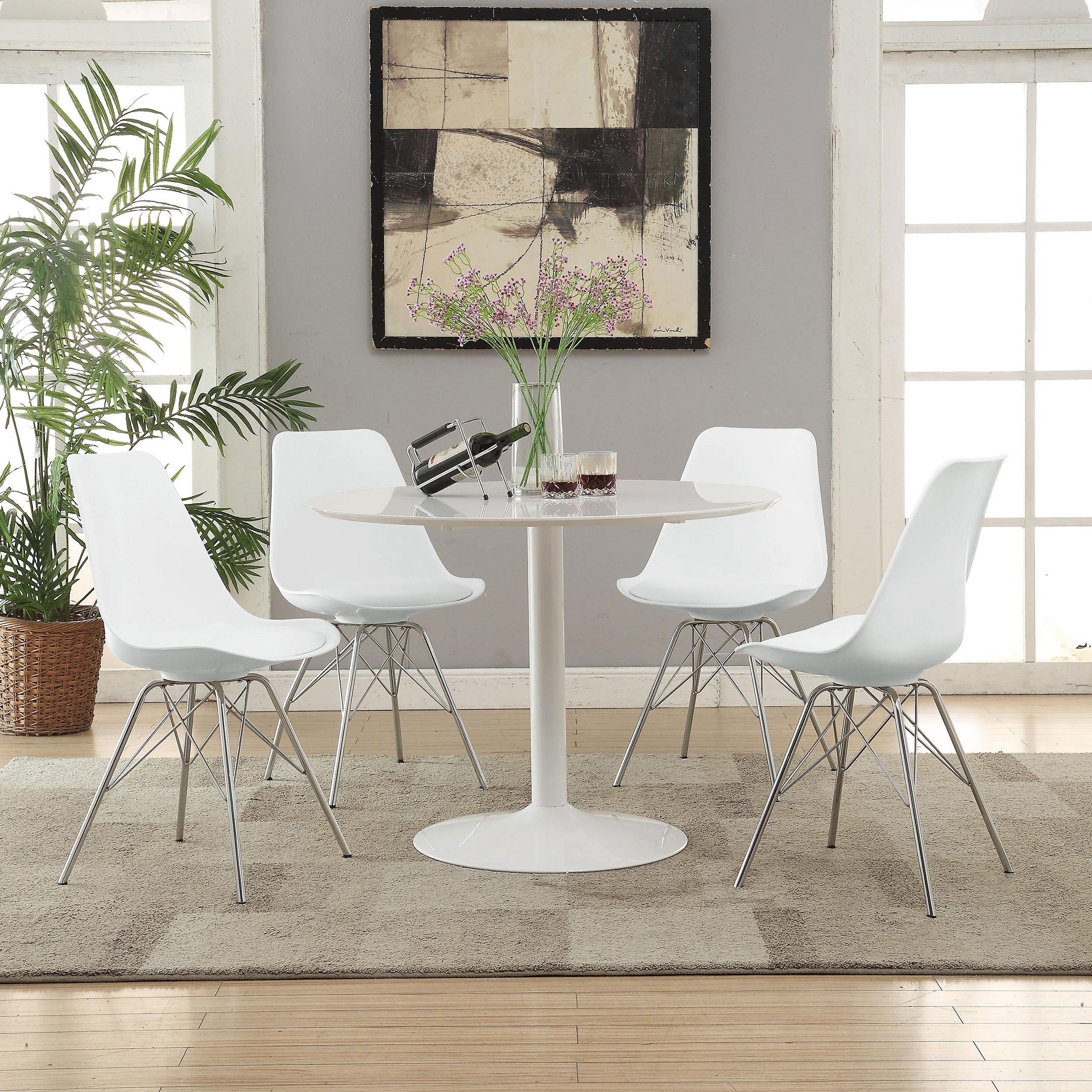 Lowry Round Dining Table Set White