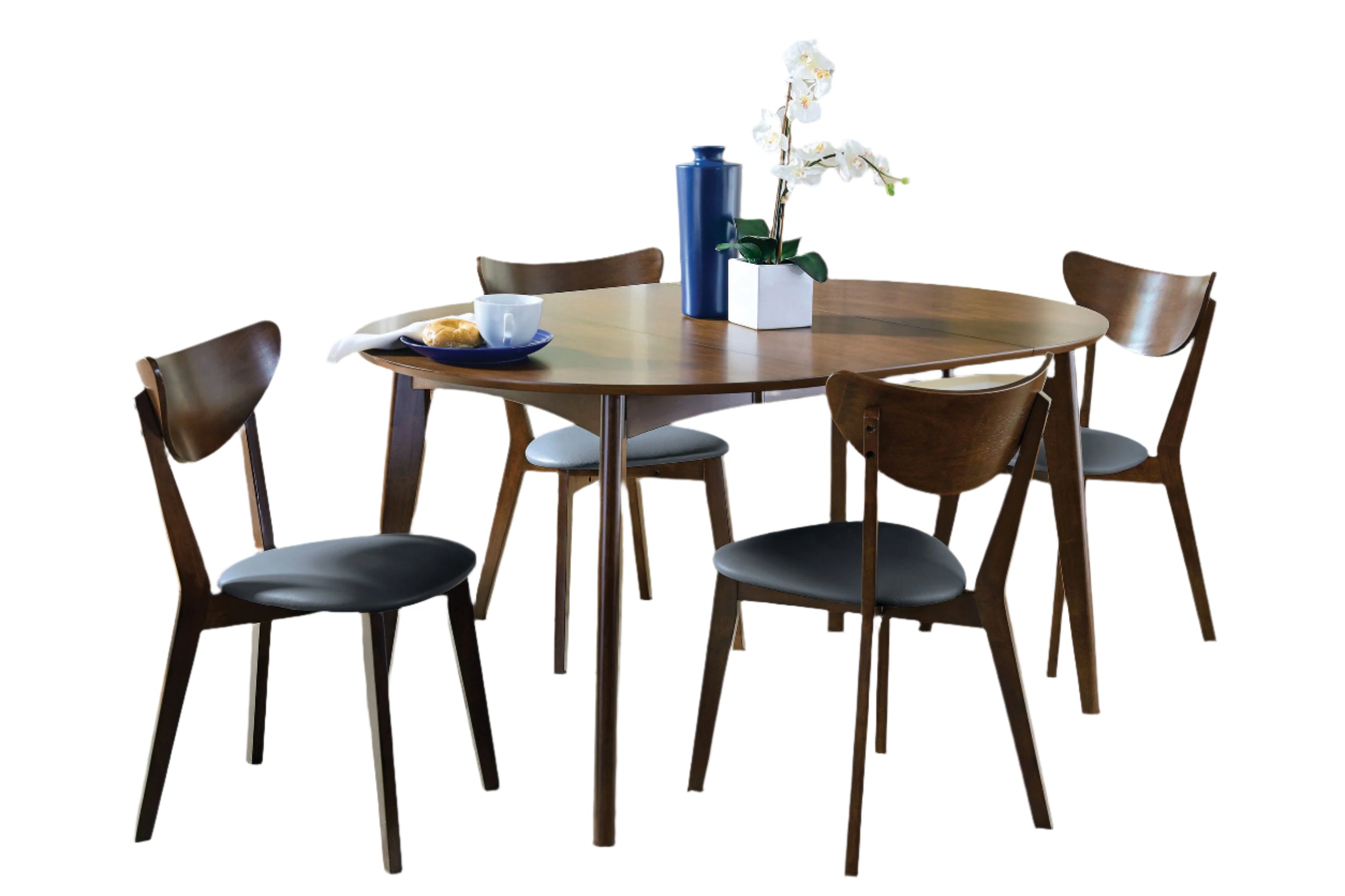 Jedda Oval Dining Table Set Dark Walnut