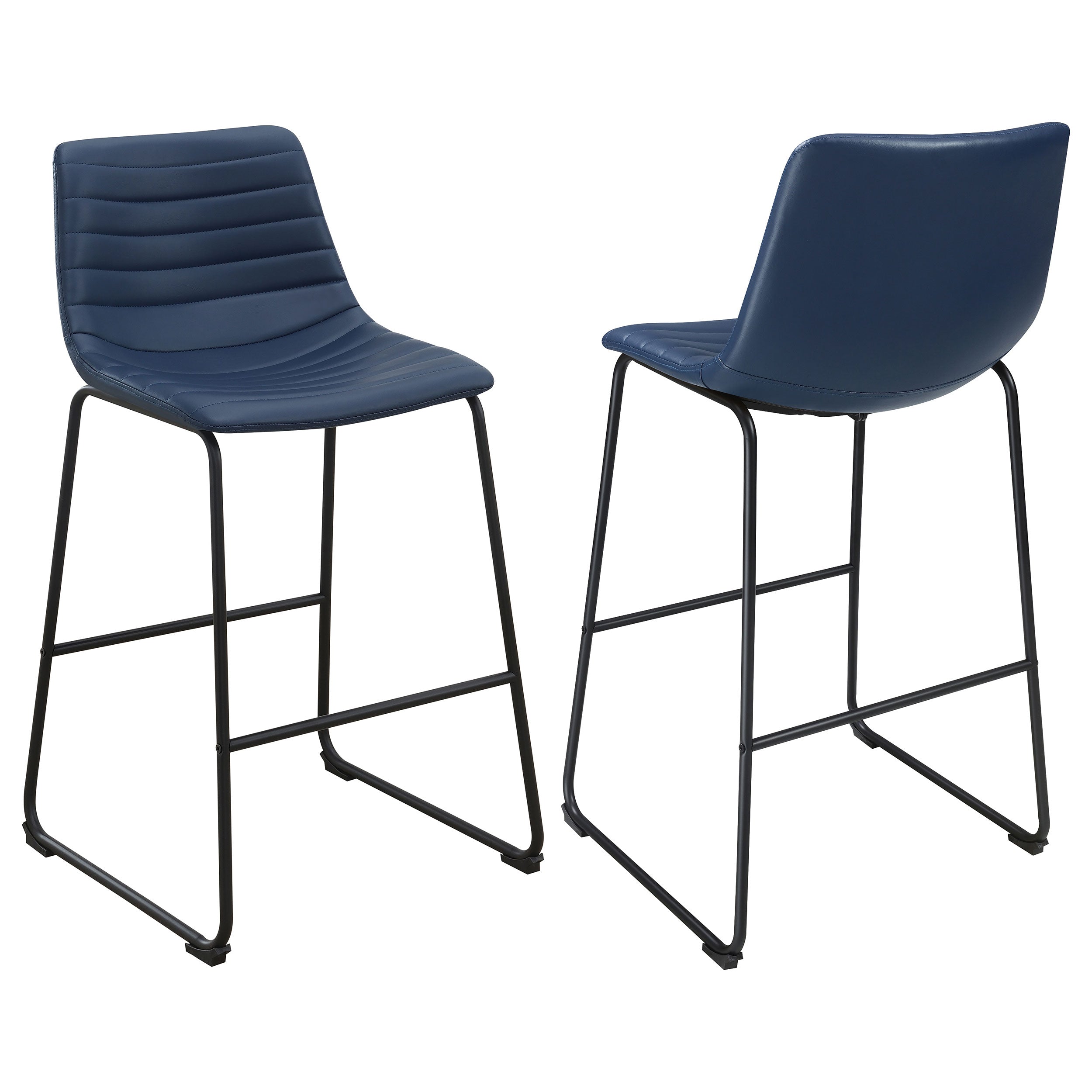Zuni Faux Leather Upholstered Bar Chair Blue (Set of 2)
