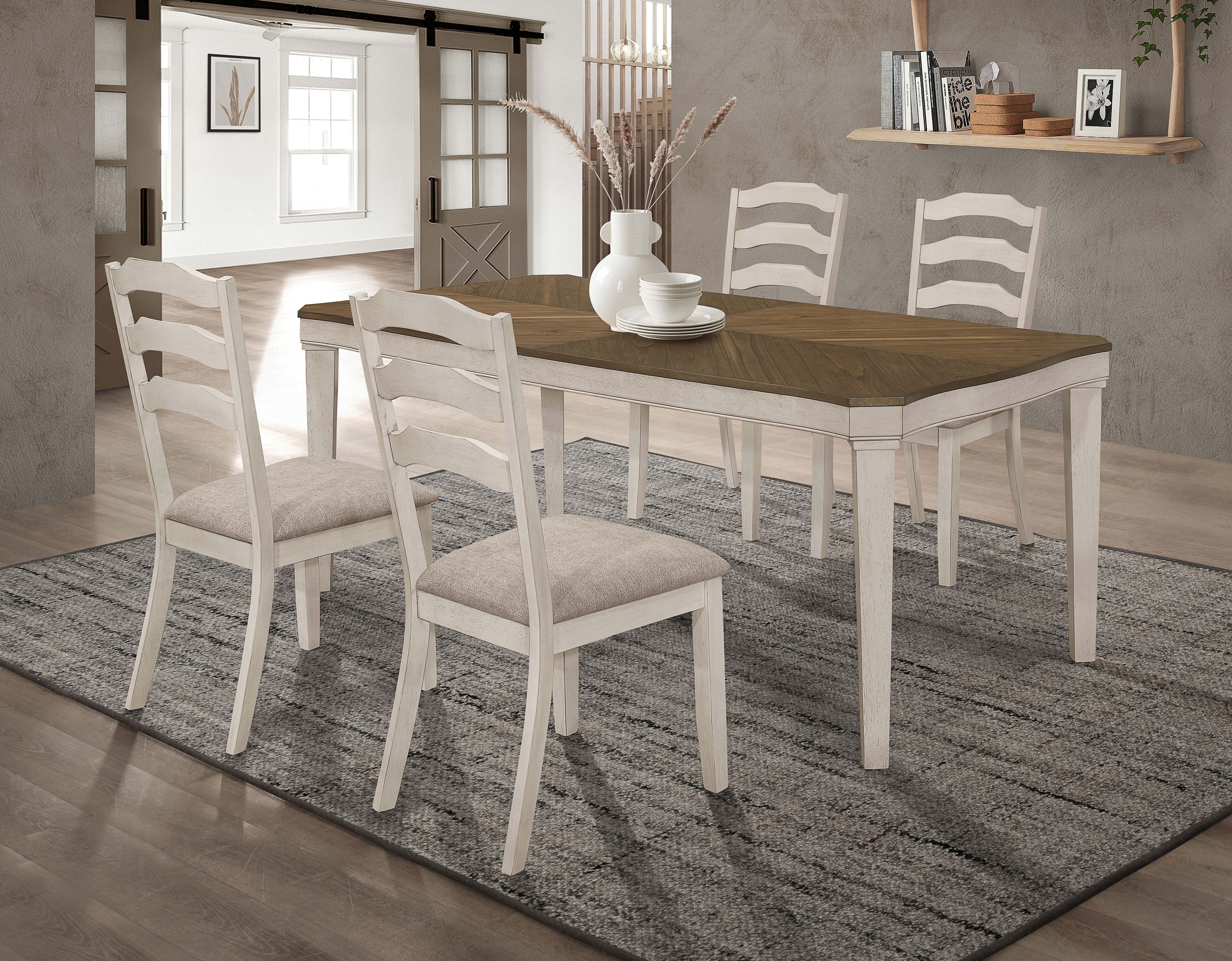 Ronnie  Rectangular Dining Table Set Rustic Cream