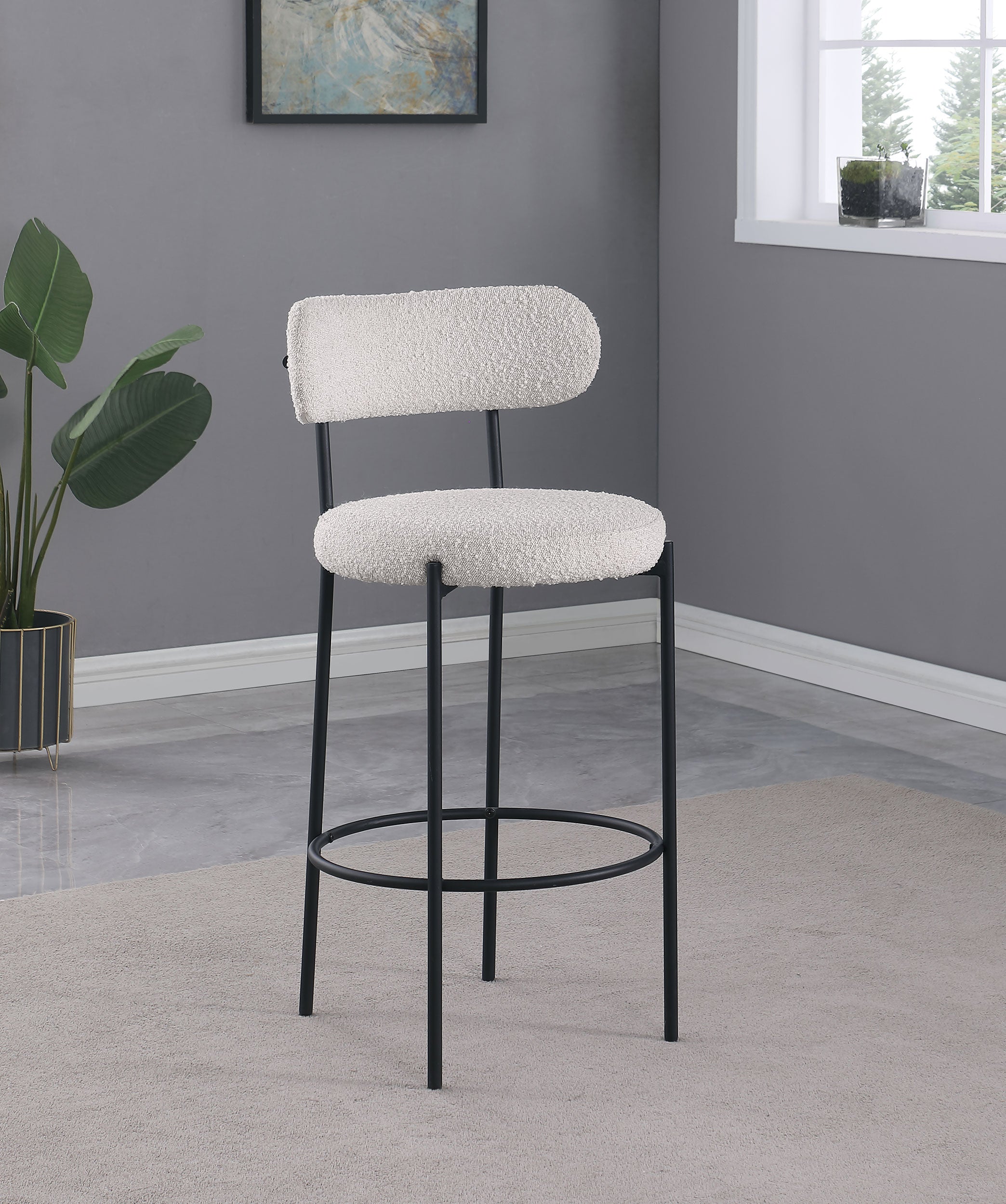 Viola Boucle Upholstered Counter Chair Cream (Set of 2)