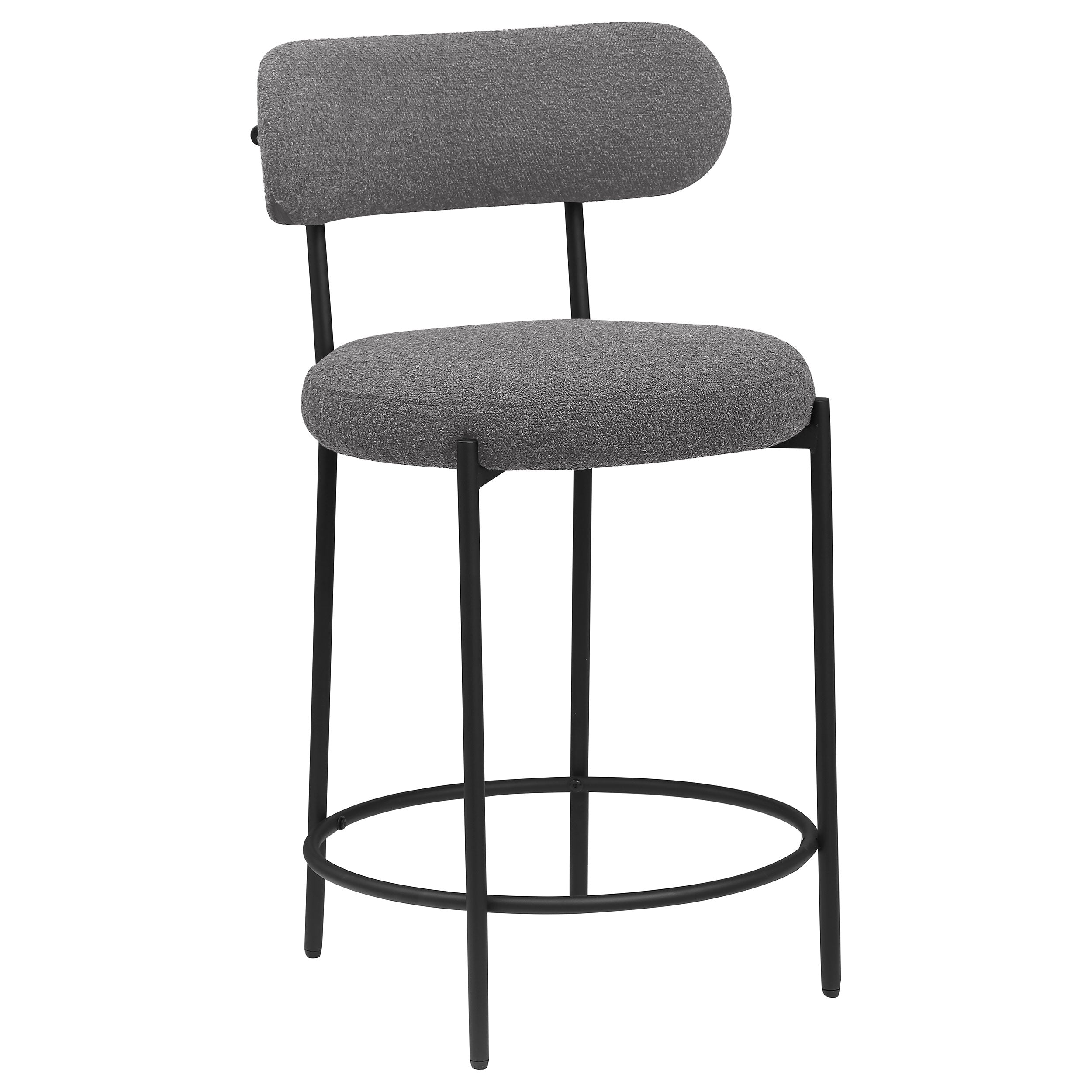 Viola Boucle Upholstered Bar Chair Grey (Set of 2)