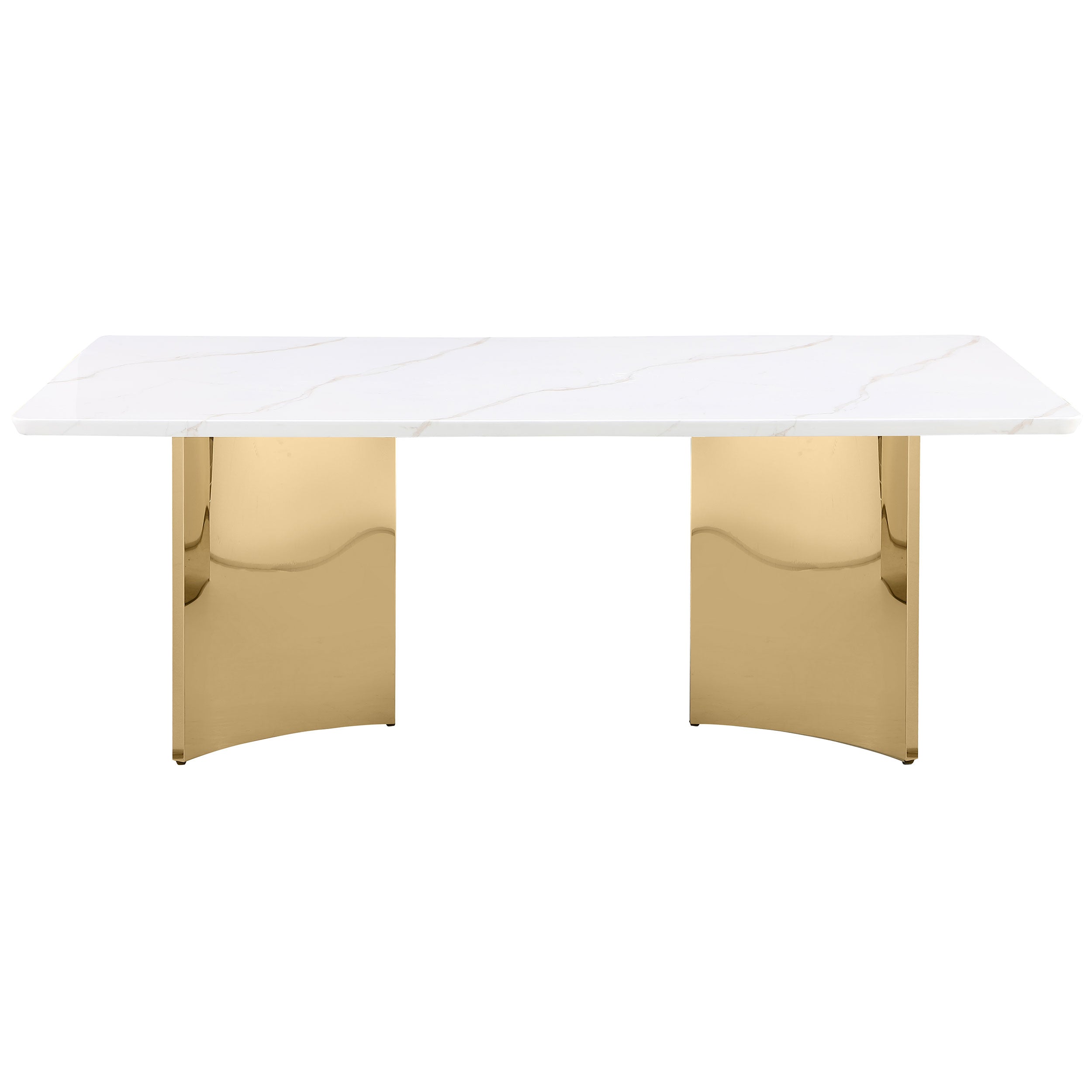 Tevlin Rectangular 79-inch Marble Top Dining Table White