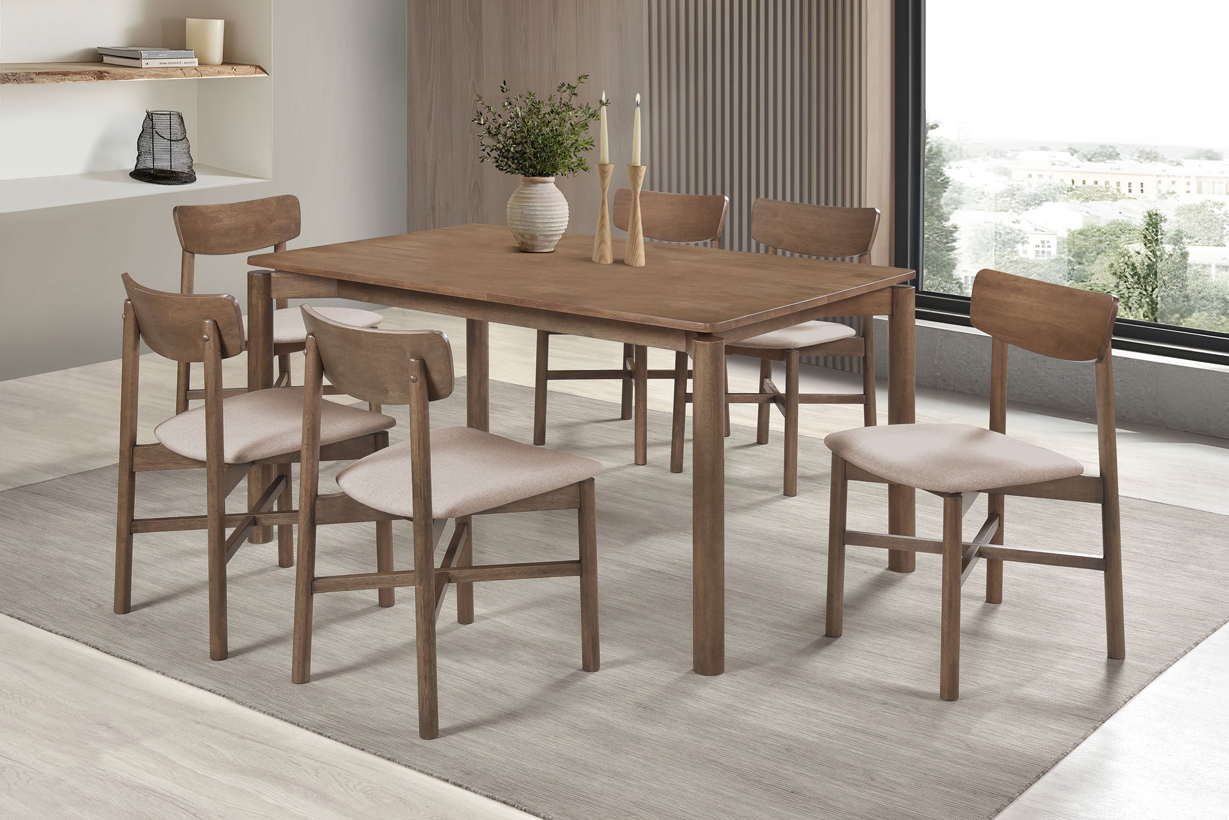 Parkridge 59-inch Wood Dining Set Natural Walnut