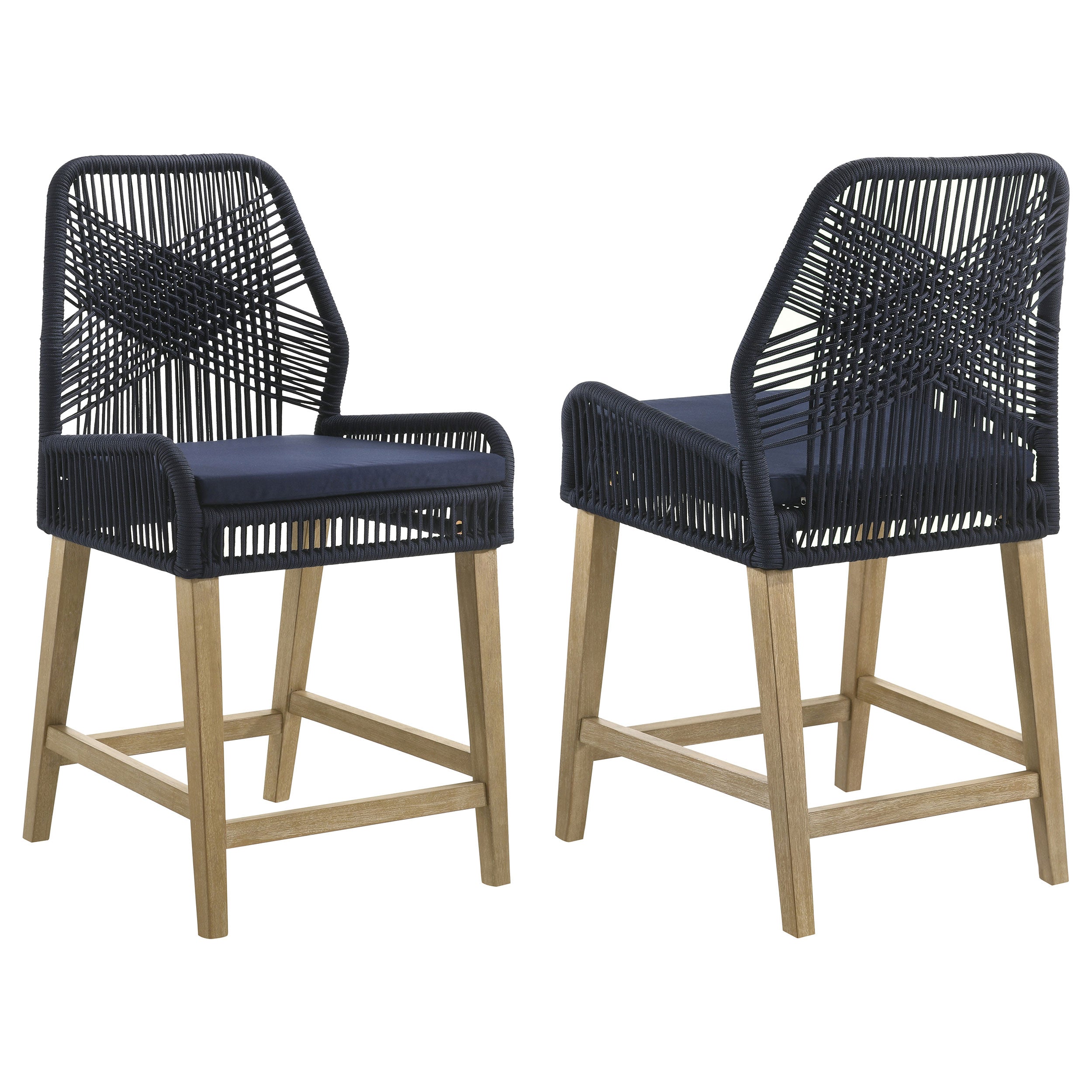 Nakia Woven Rope Counter Chair with Cushion Grey (Set of 2)
