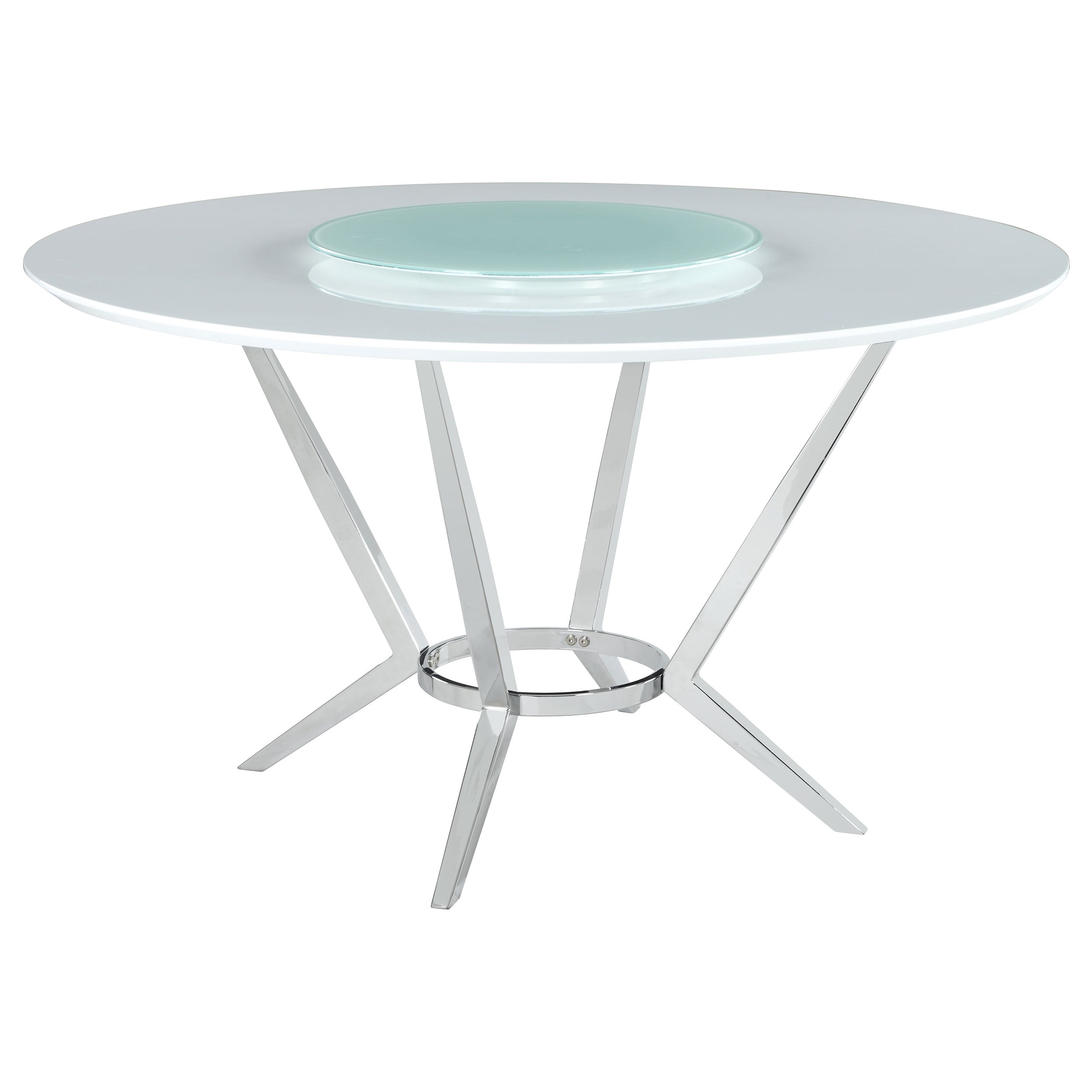 Abby  Round Dining Table Set White High Gloss