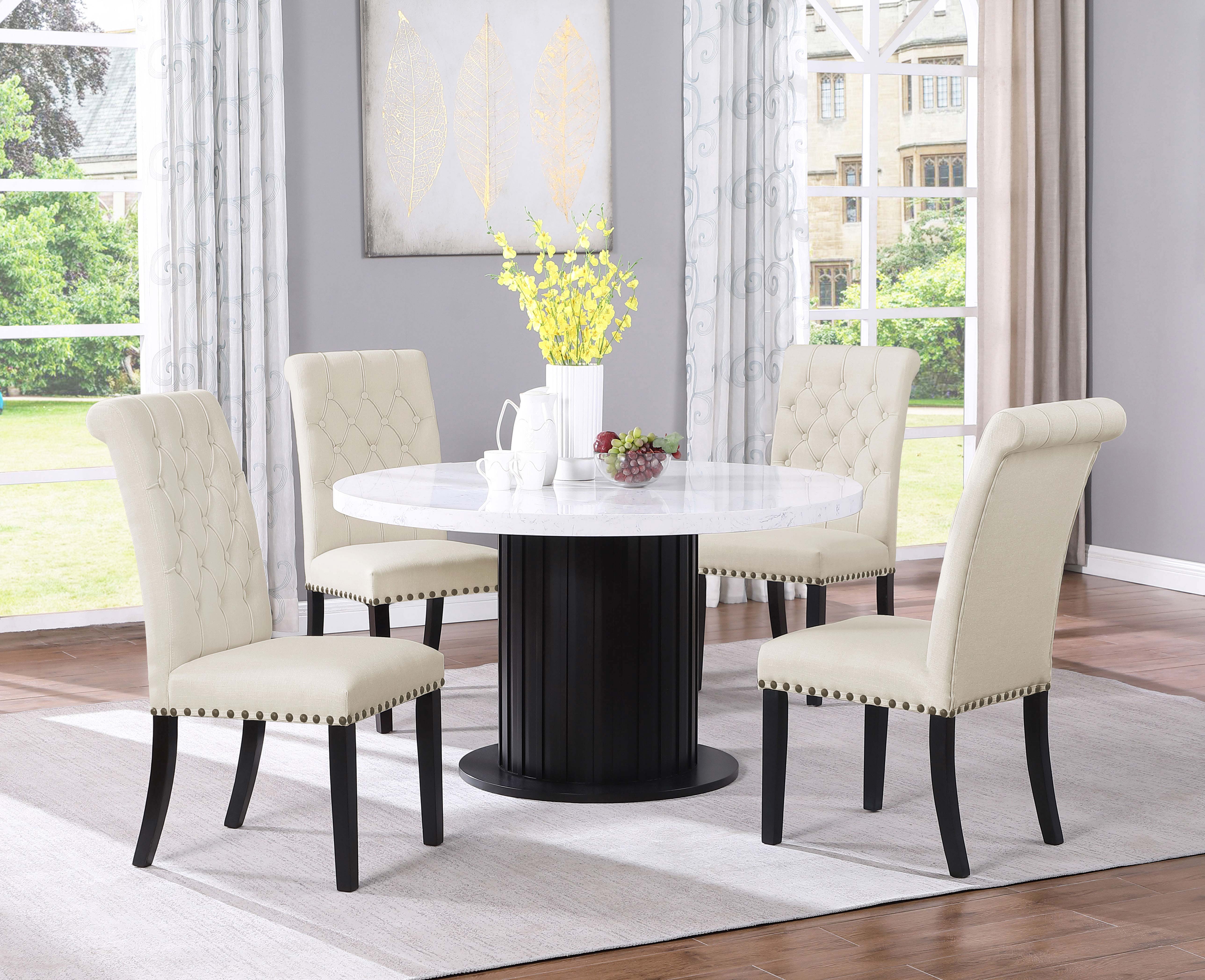 Sherry  Rectangular Marble Top Dining Table Set Brown