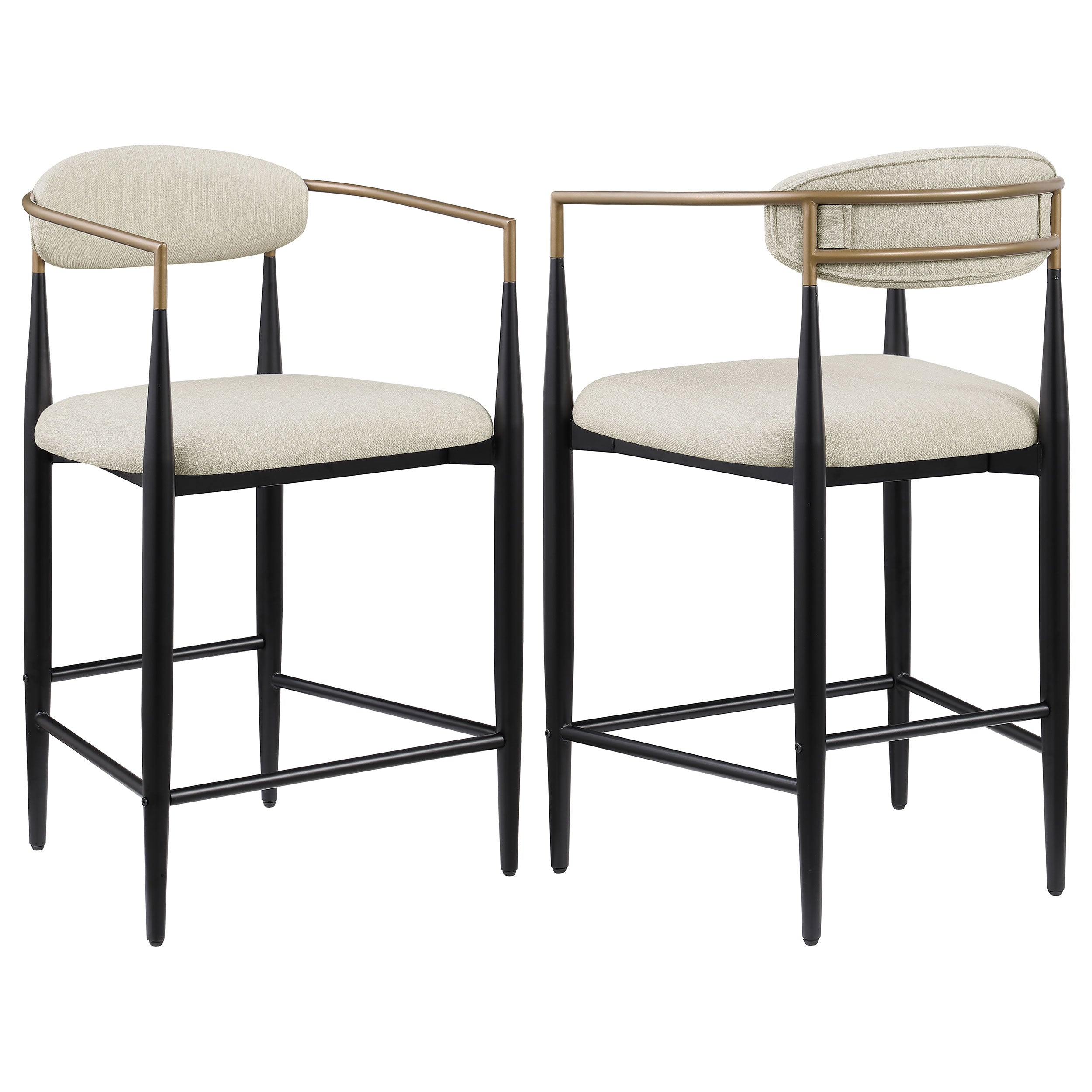 Tina Fabric Upholstered Bar Chair Beige (Set of 2)