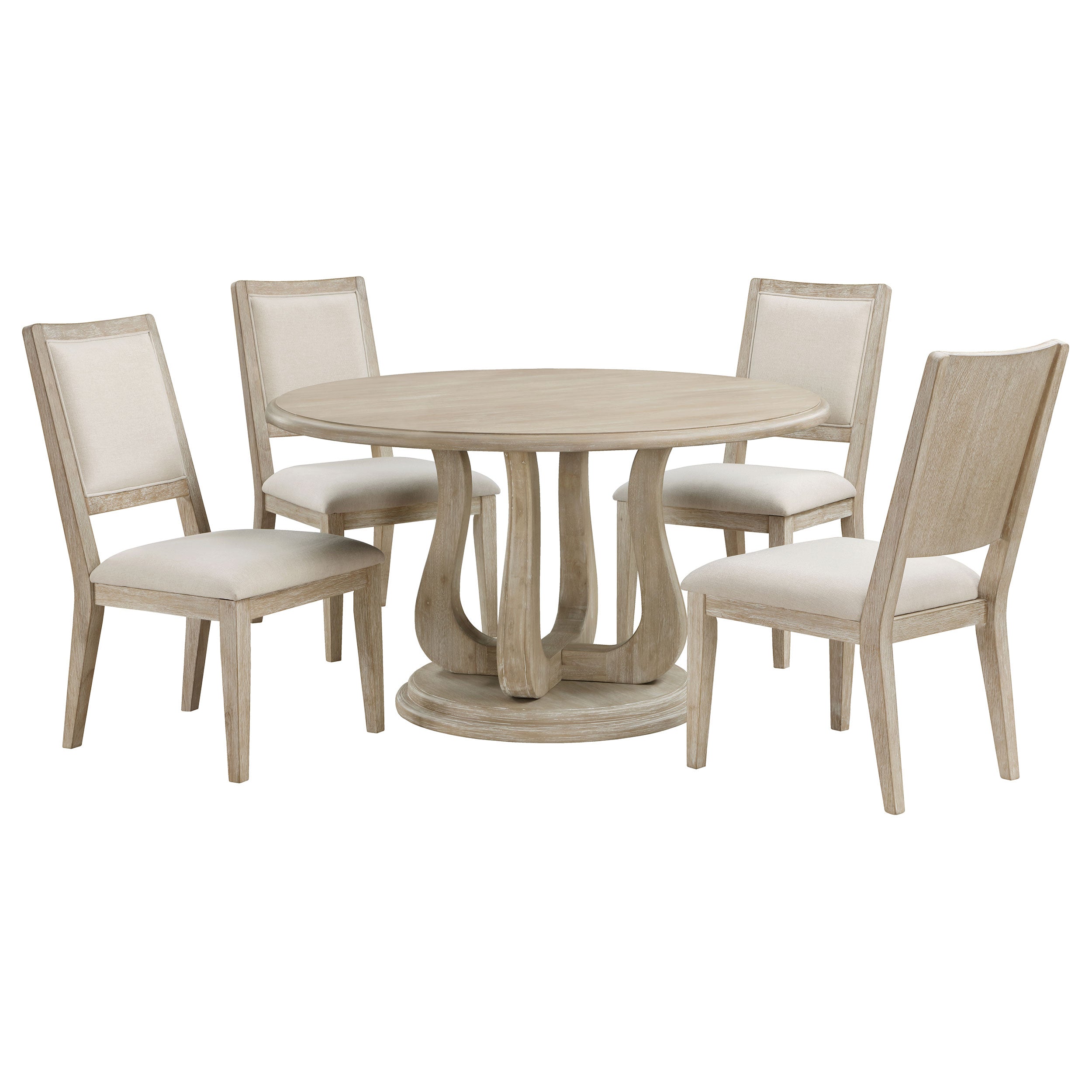Trofello Round Dining Table Set White Washed