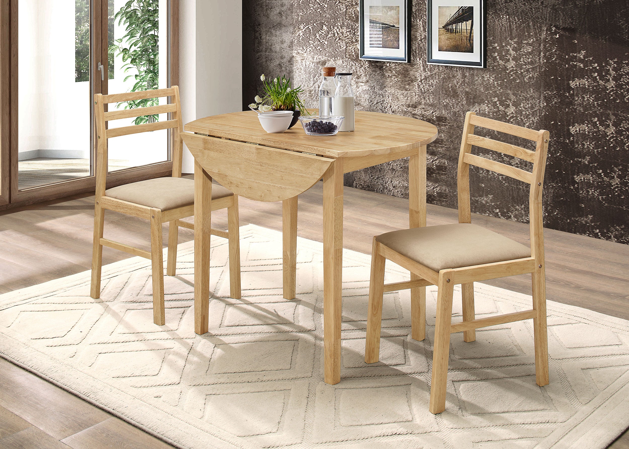 Bucknell Round Drop Leaf Dining Table Set Cappuccino