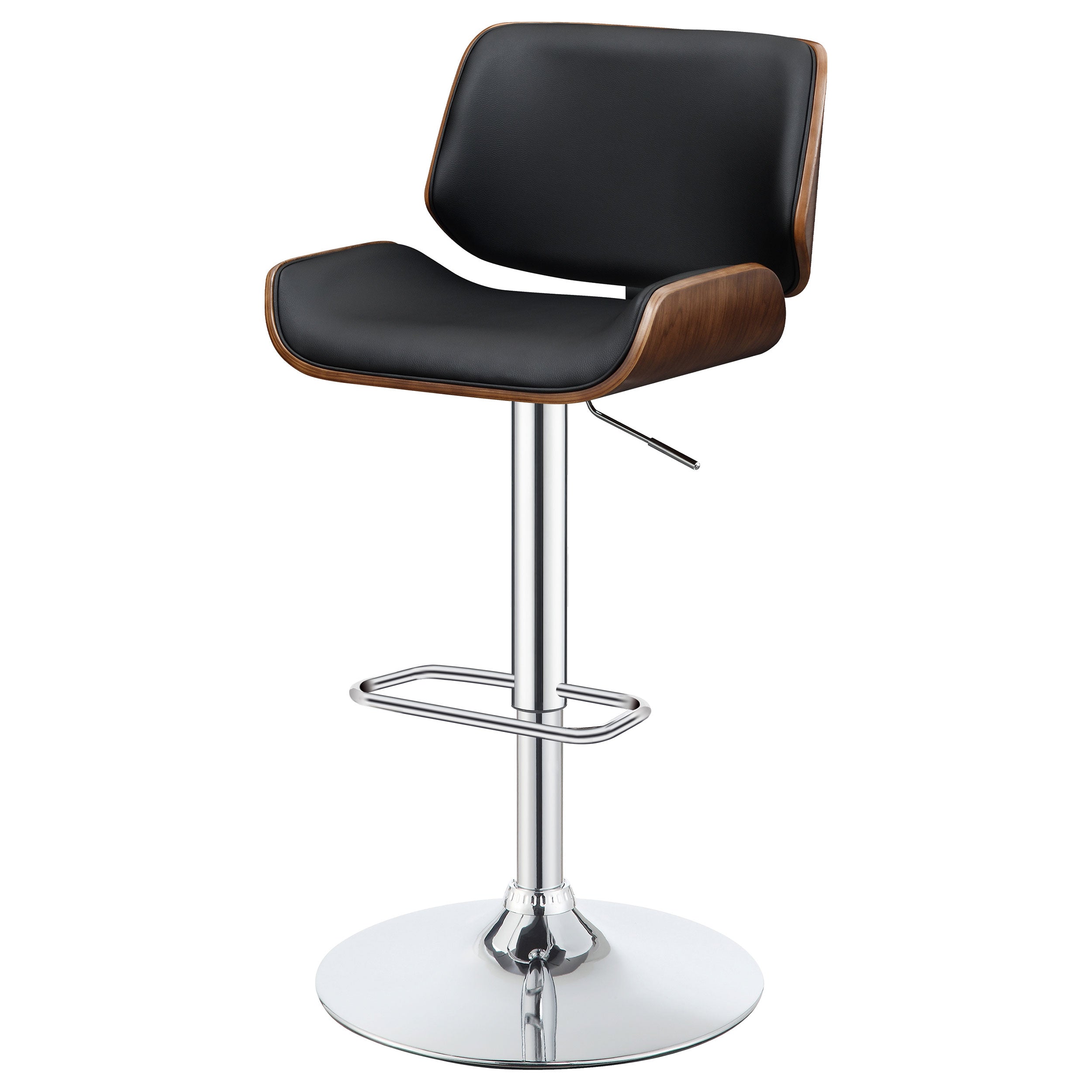 Folsom Upholstered Adjustable Bar Stool Black / Ecru and Chrome