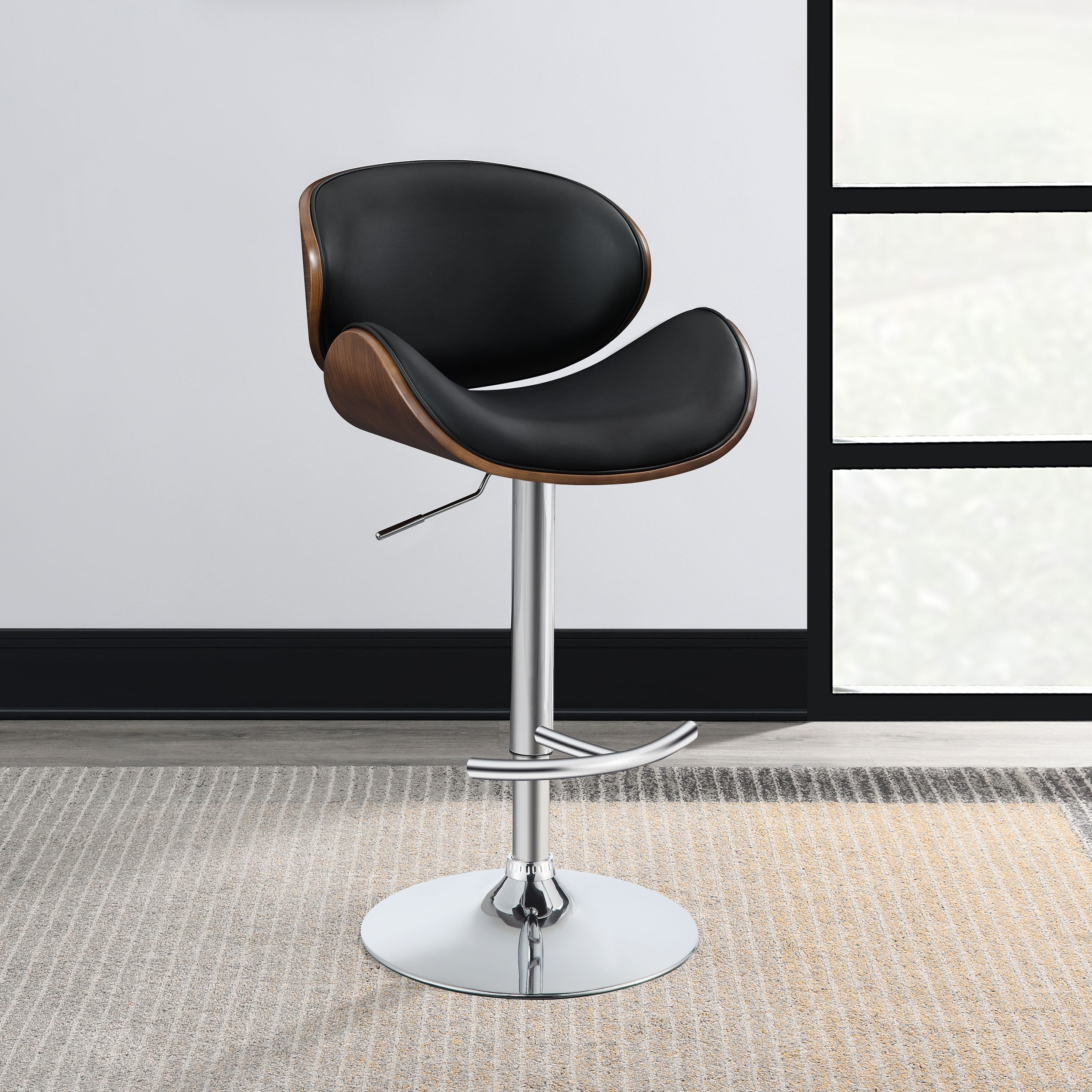 Harris Adjustable Bar Stool Black / Ecru and Chrome