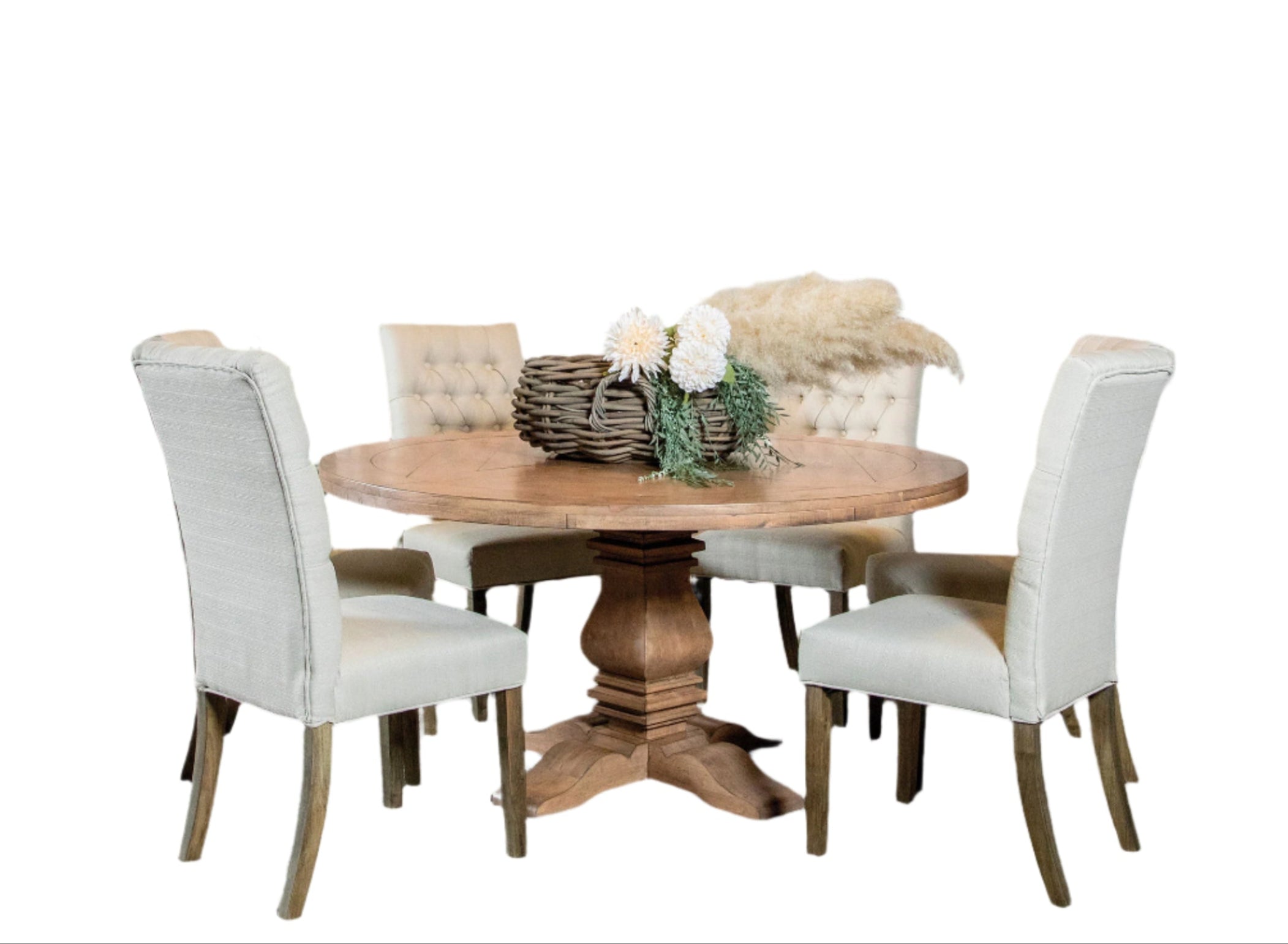 Florence Round Dining Table Set Rustic Honey