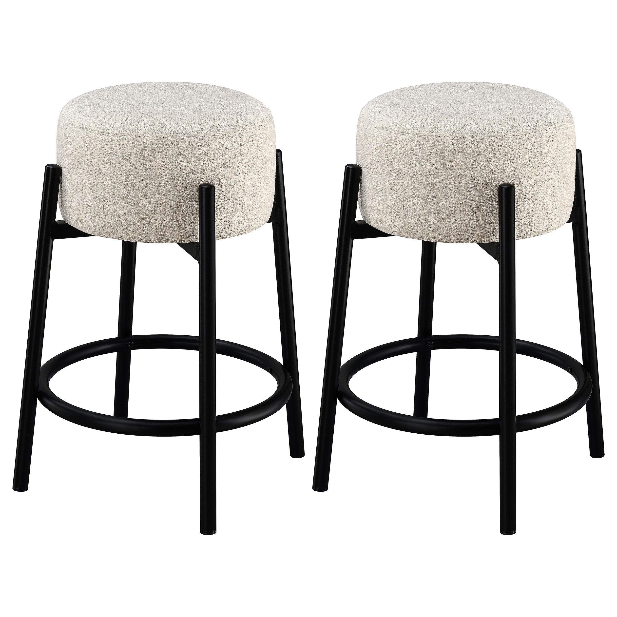 Leonard Upholstered Backless Bar Stool White (Set of 2)