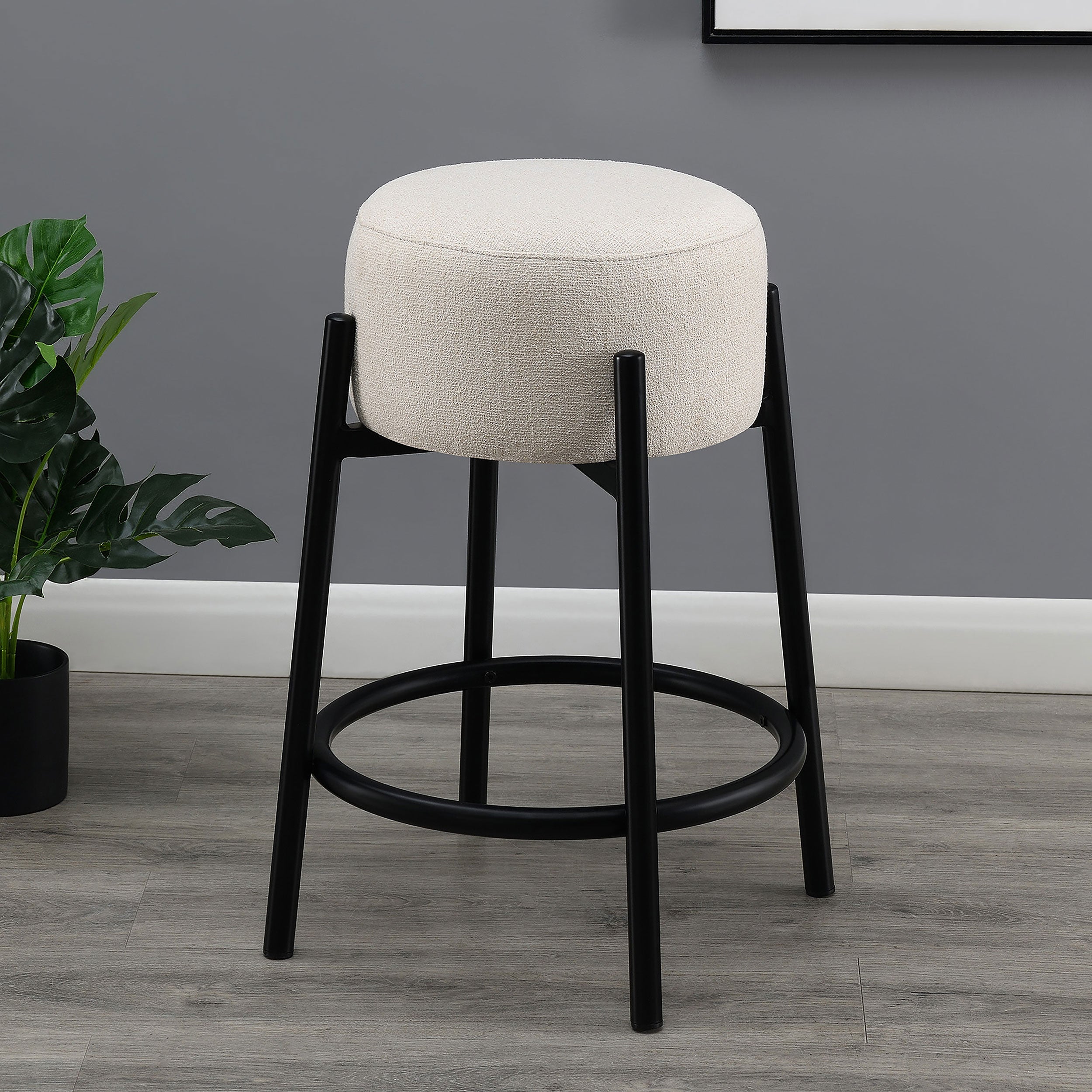 Leonard Upholstered Backless Bar Stool White (Set of 2)