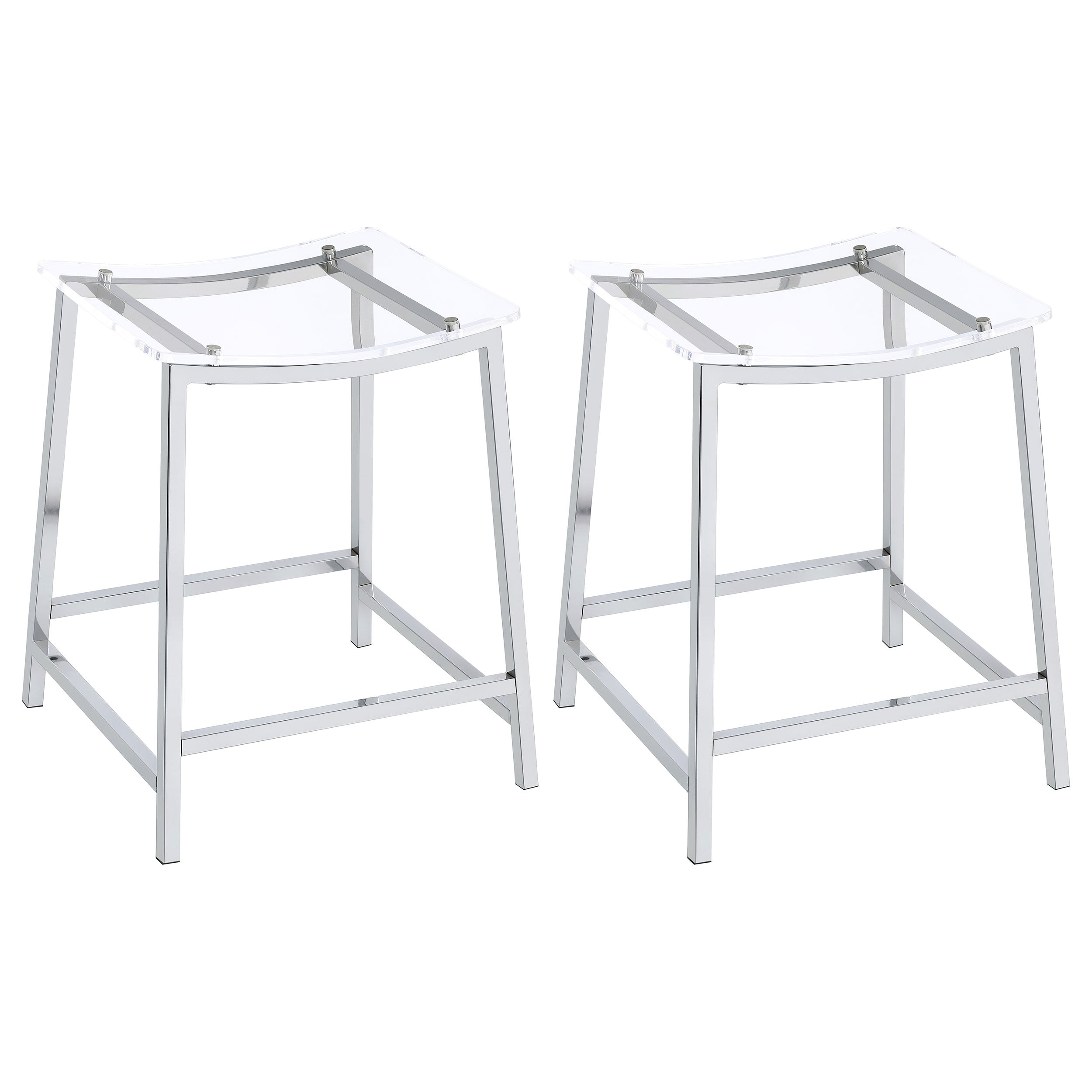 Jovani Acrylic Backless Bar Stool Chrome (Set of 2)