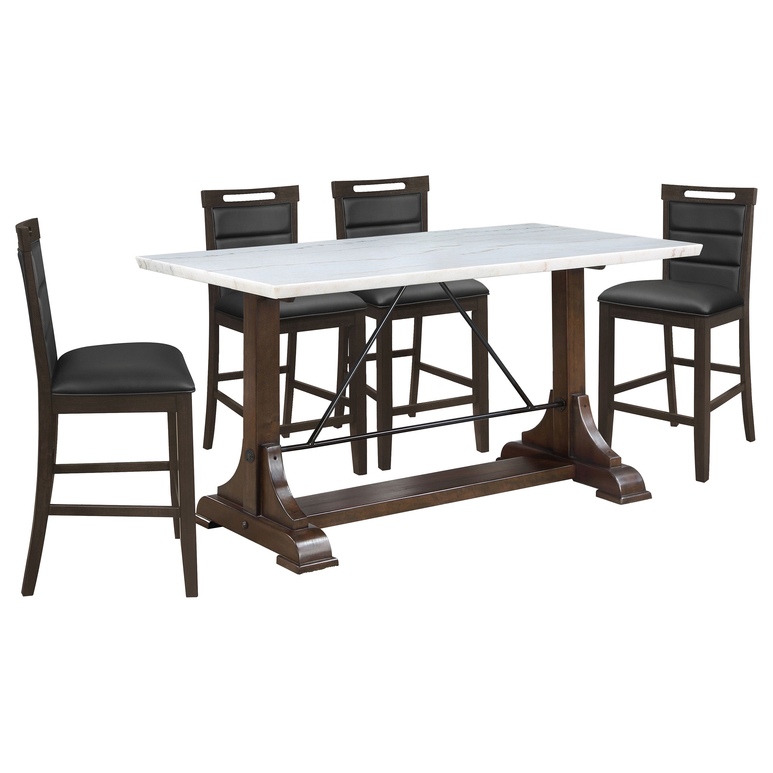 Aldrich Marble Counter Height Dining Table Set White