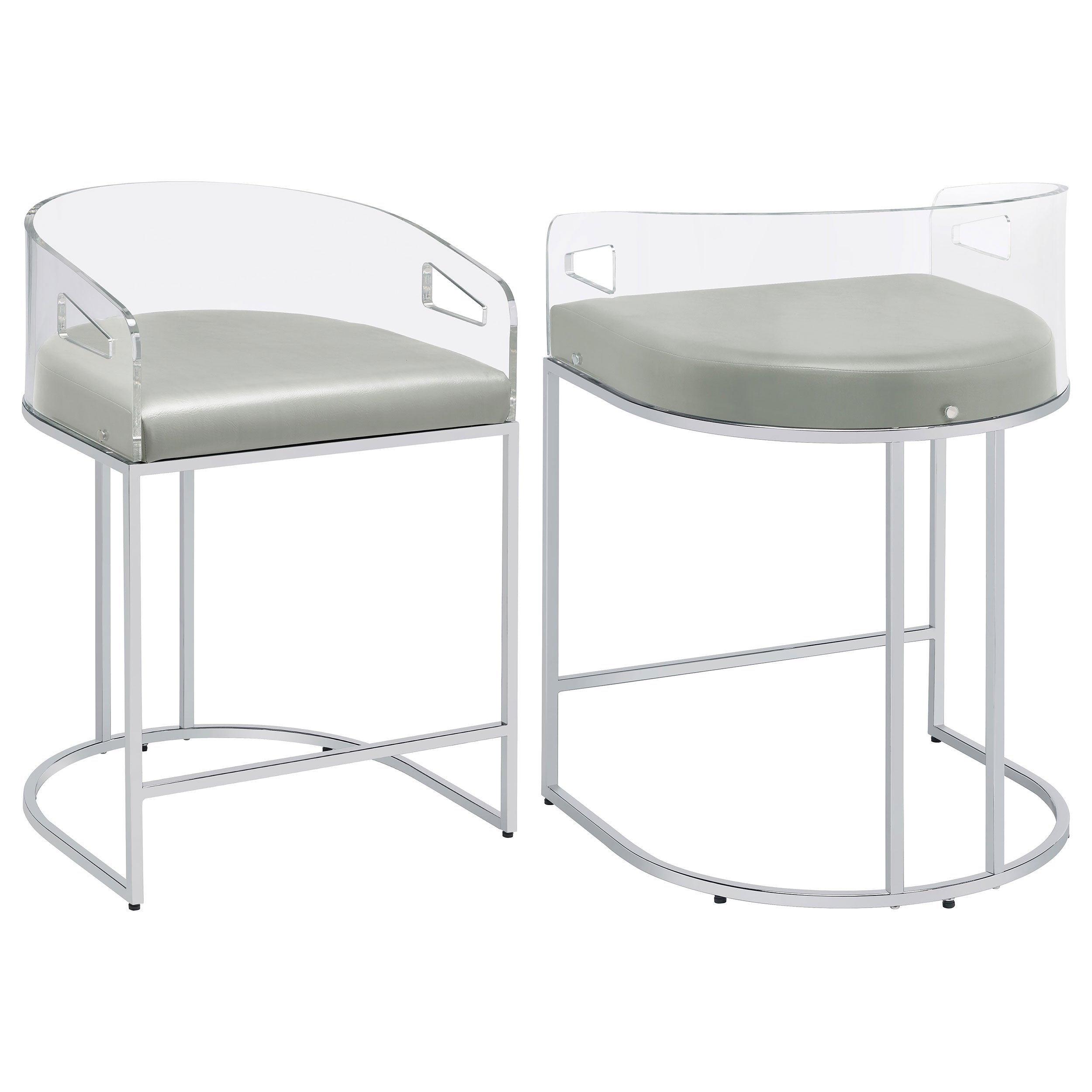 Thermosolis Clear Acrylic Bar Chair Chrome (Set of 2)