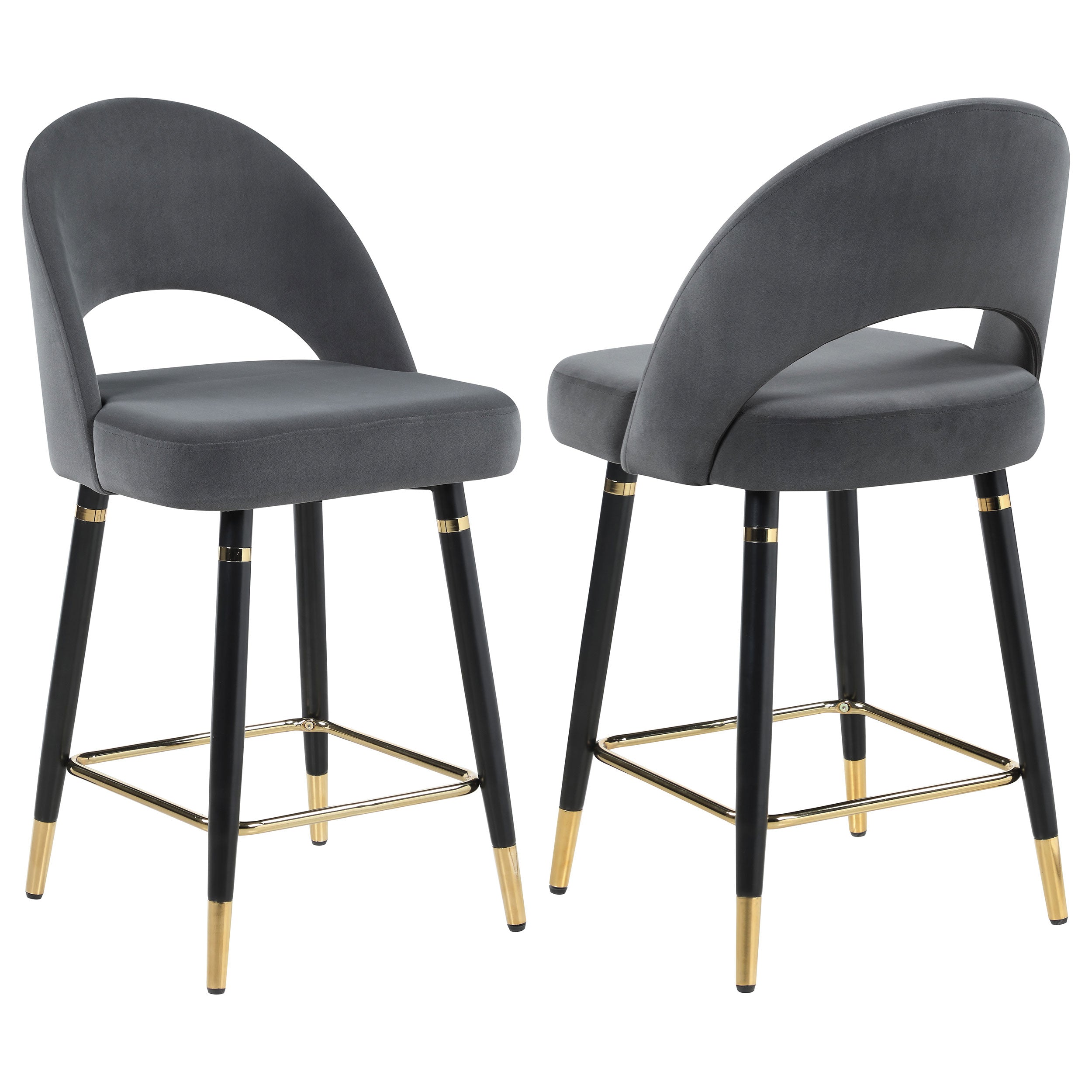 Lindsey Velvet Upholstered Counter Chair Black (Set of 2)