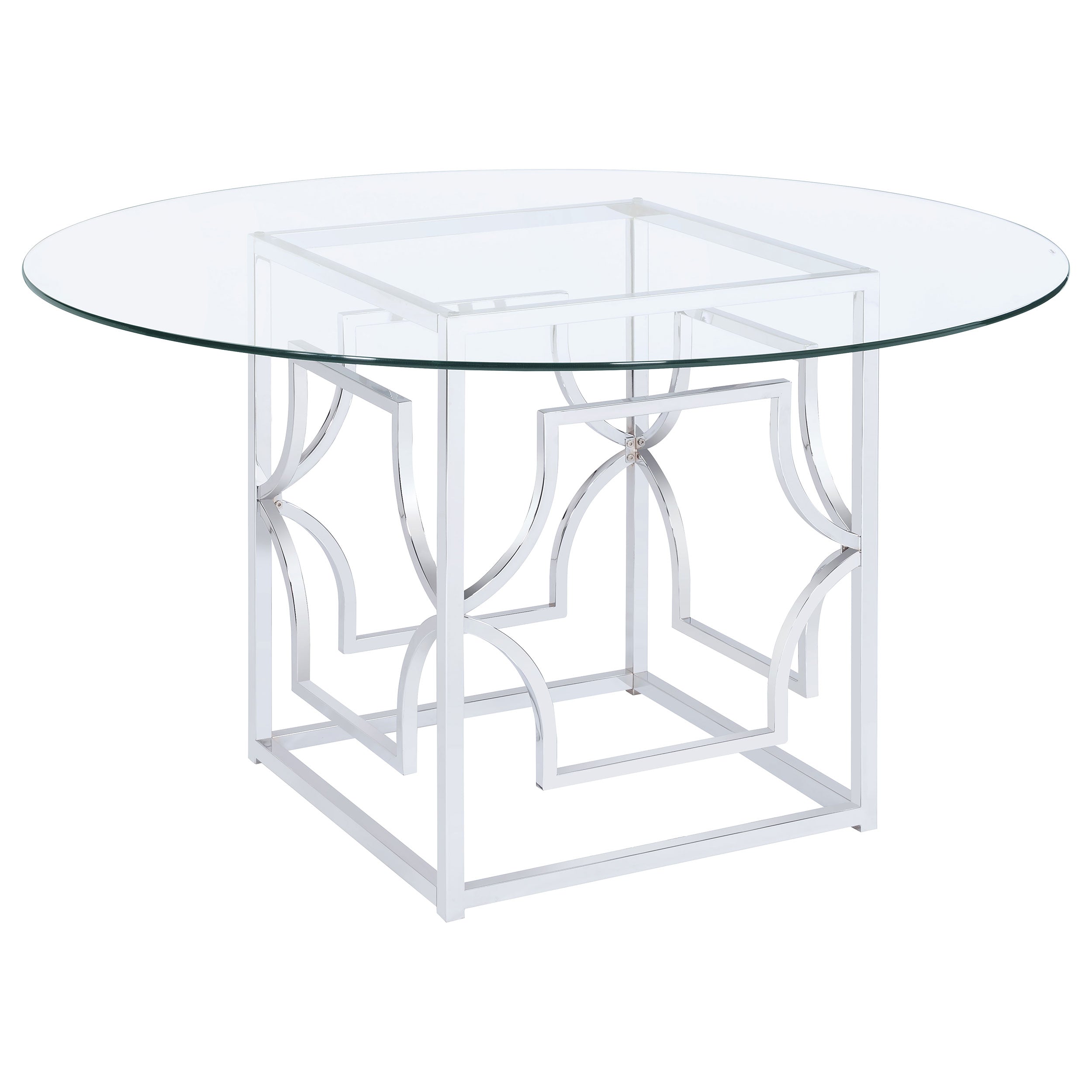 Starlight Round 54-inch Glass Top Metal Dining Table Brass