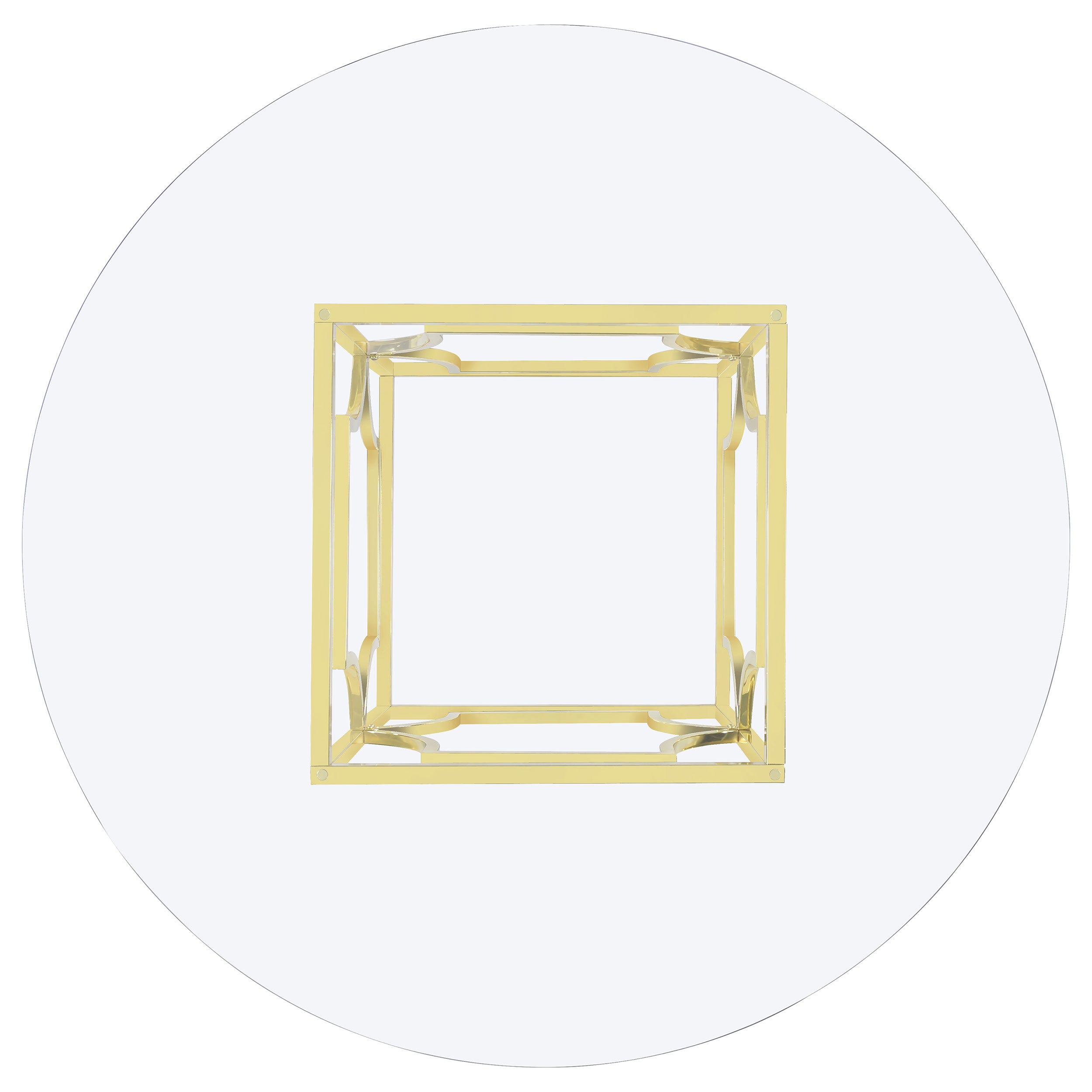 Starlight Round 54-inch Glass Top Metal Dining Table Brass