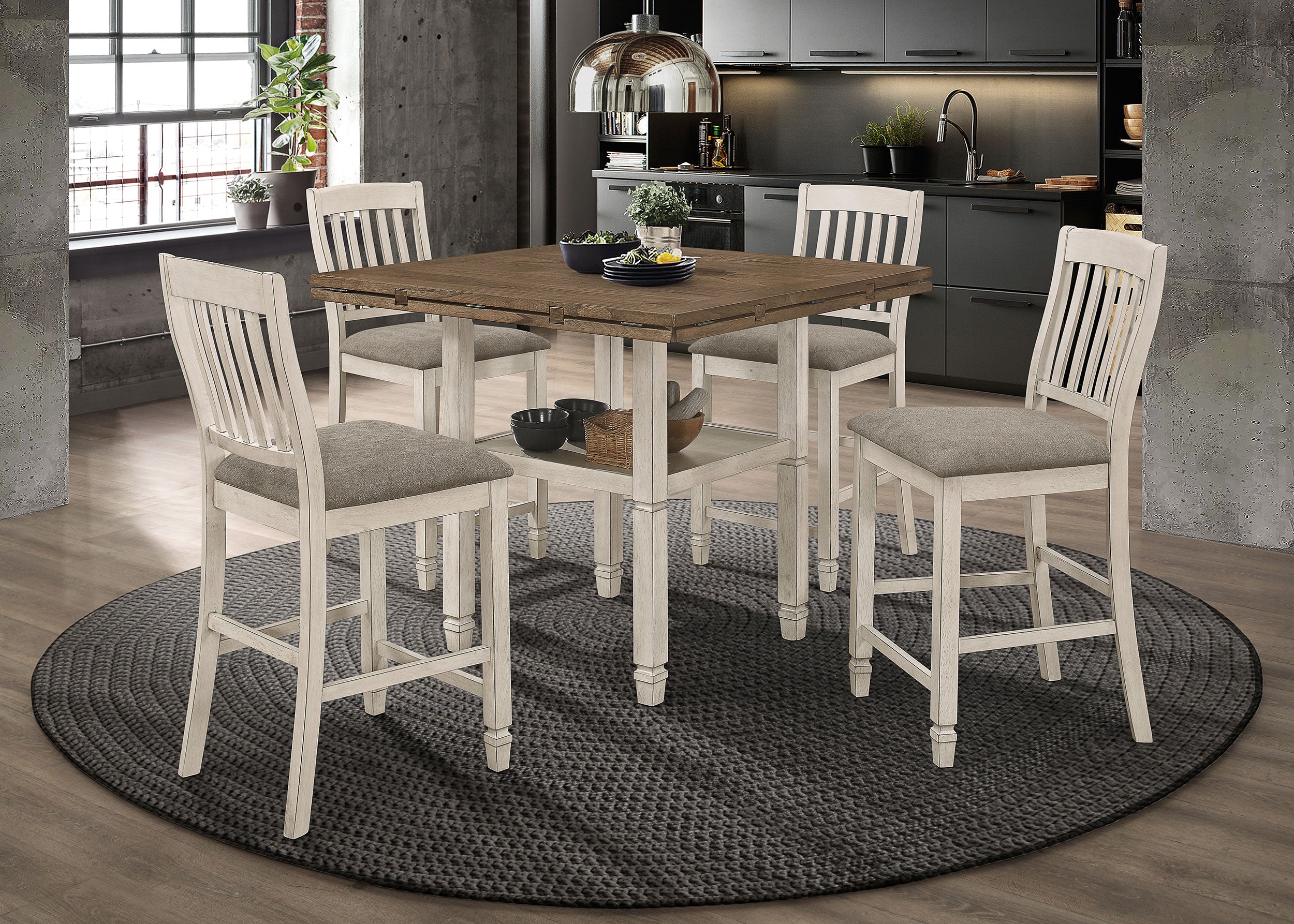 Sarasota  Drop Leaf Counter Dining Set Rustic Cream