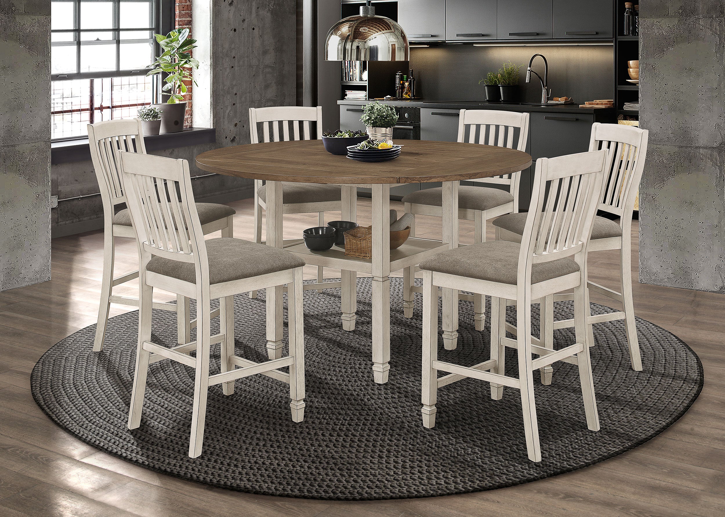 Sarasota  Drop Leaf Counter Dining Set Rustic Cream
