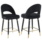 Lindsey Velvet Upholstered Counter Chair Black (Set of 2)