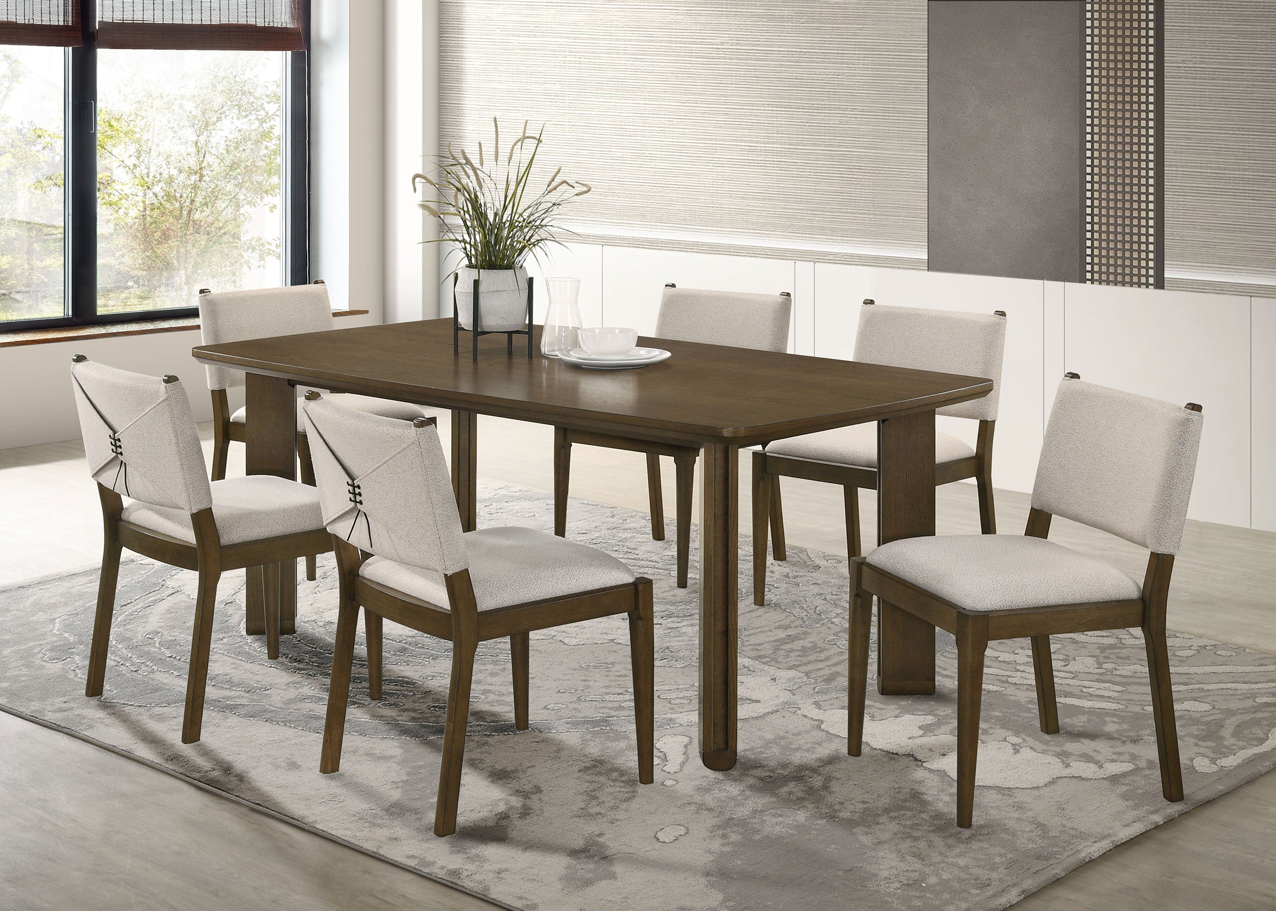 Ottowa Rectangular Wood Dining Room Table Set Brown