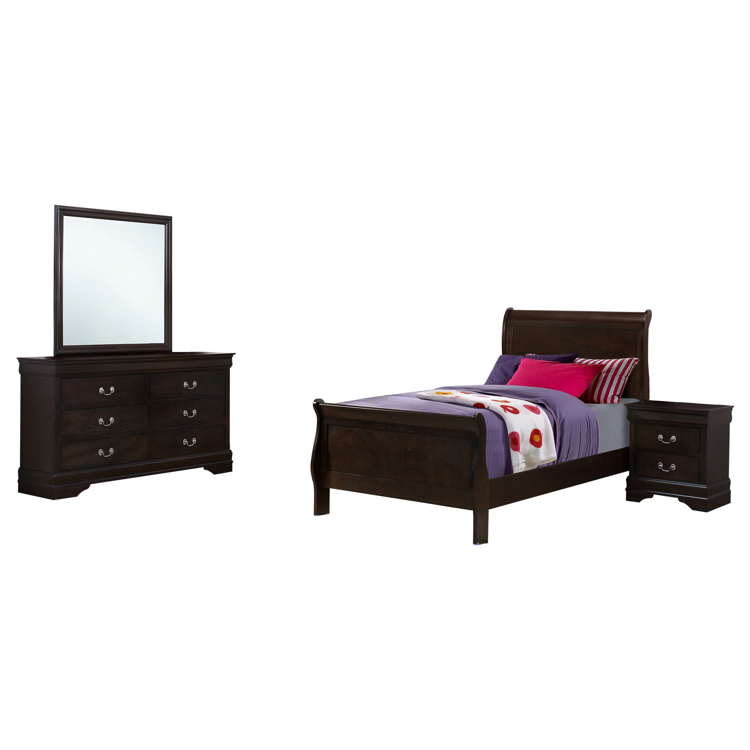 Louis Philippe Bedroom Set Cappuccino