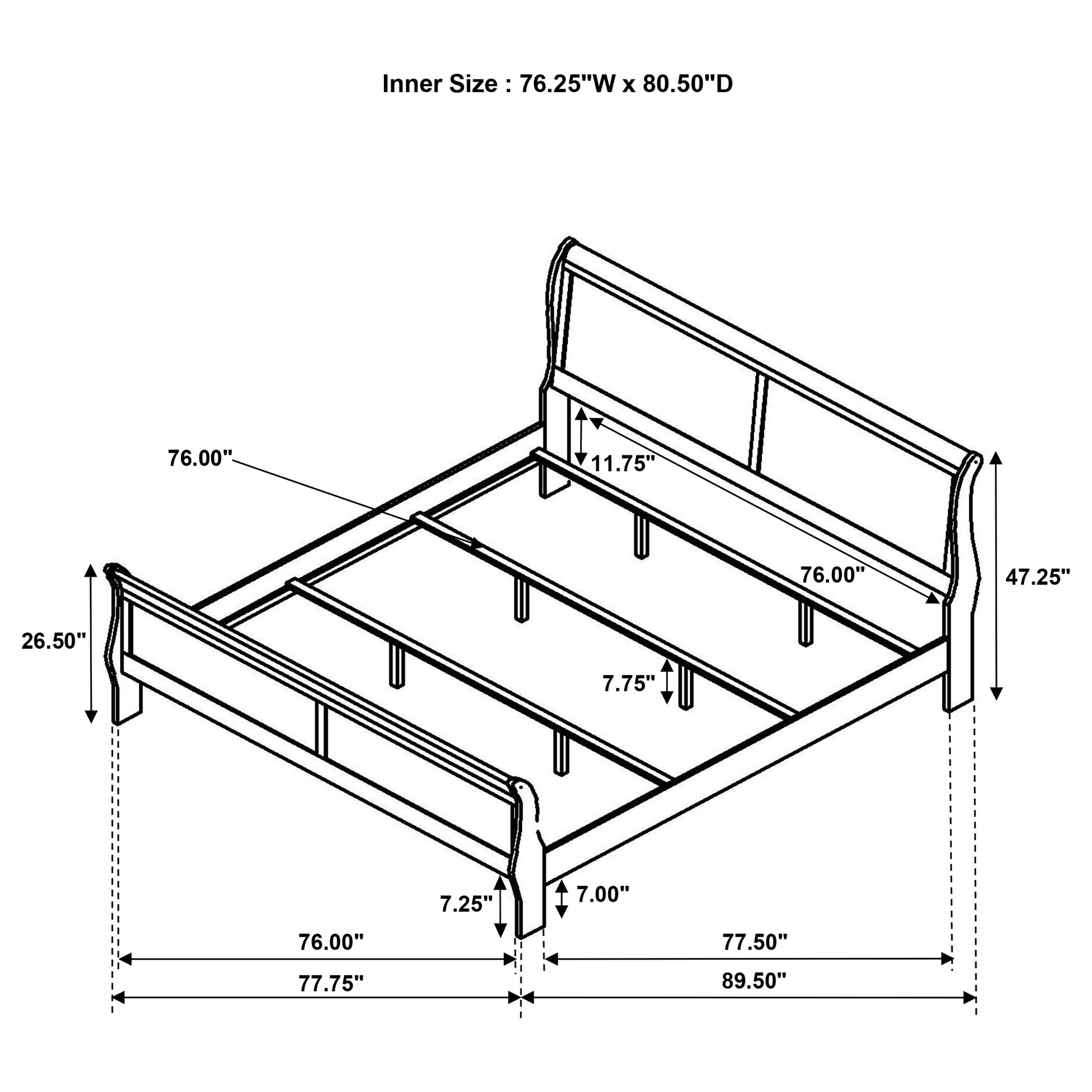 Louis Philippe 47-inch Sleigh Panel Bed White