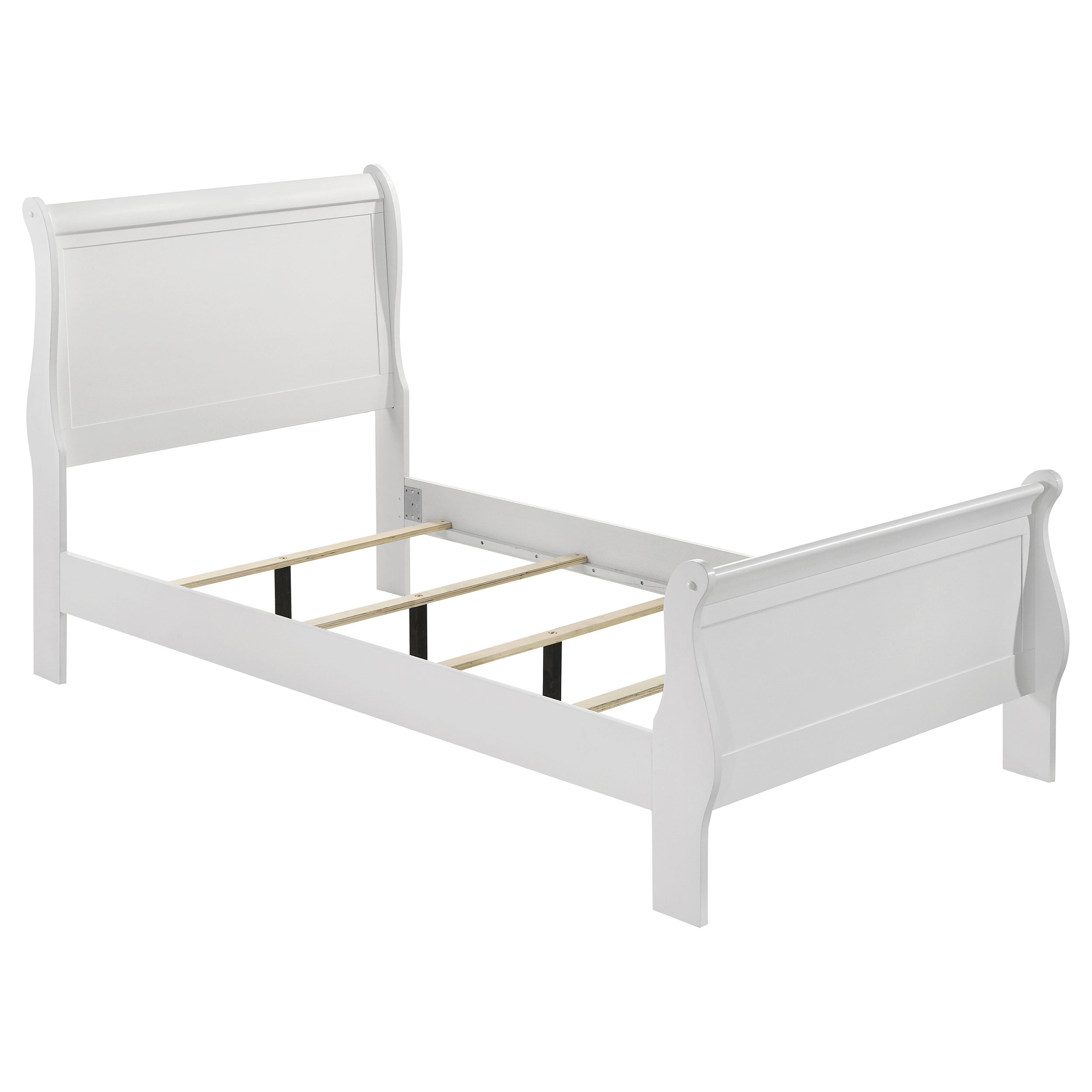 Louis Philippe 47-inch Sleigh Panel Bed White