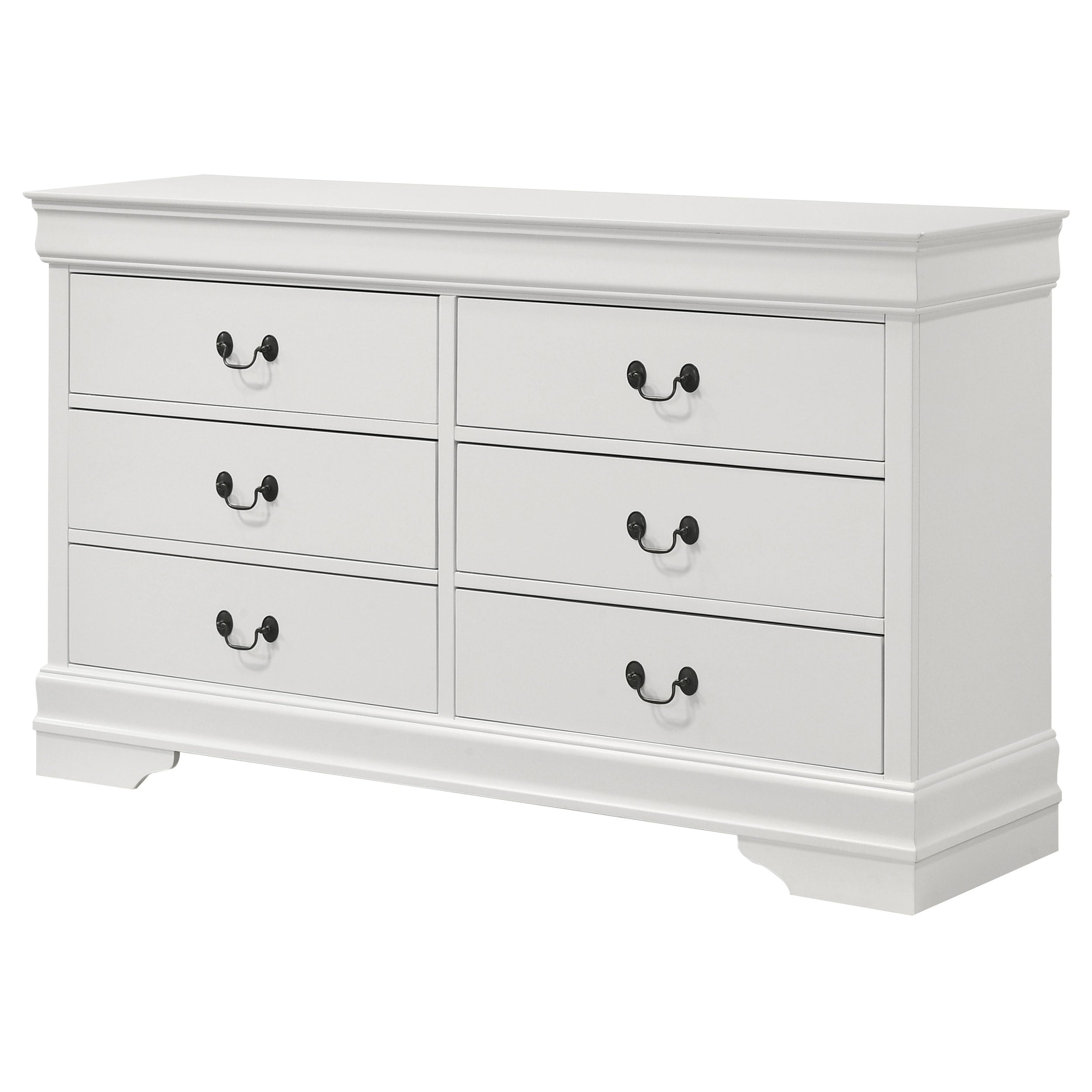 Louis Philippe 6-drawer Dresser and Mirror White