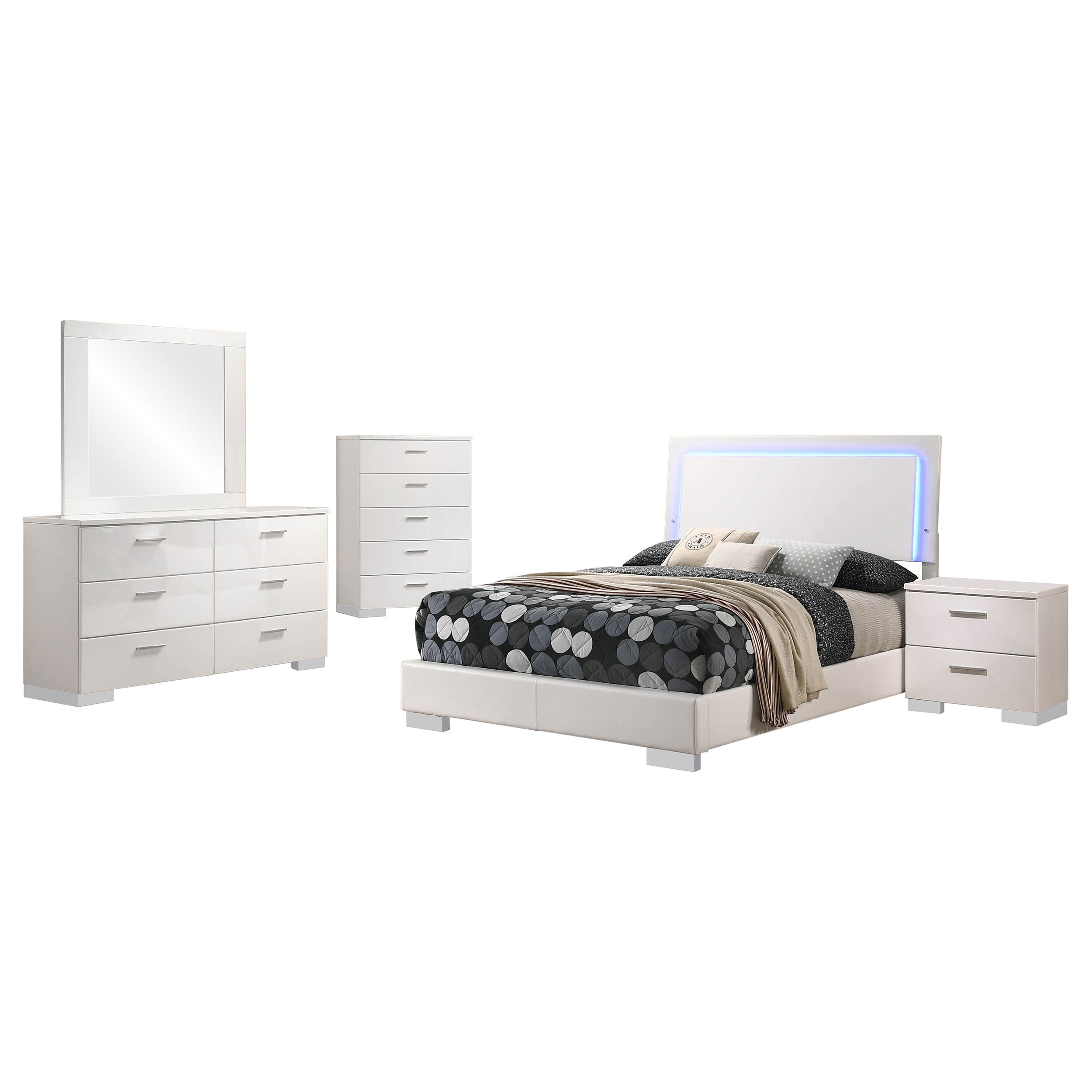 Felicity California King Bedroom Set White Gloss