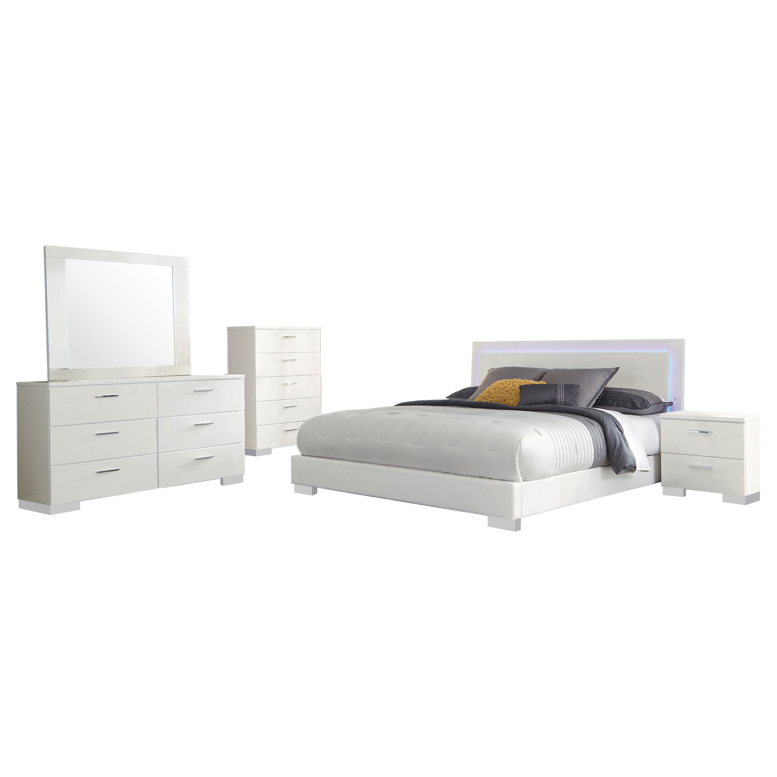 Felicity California King Bedroom Set White Gloss