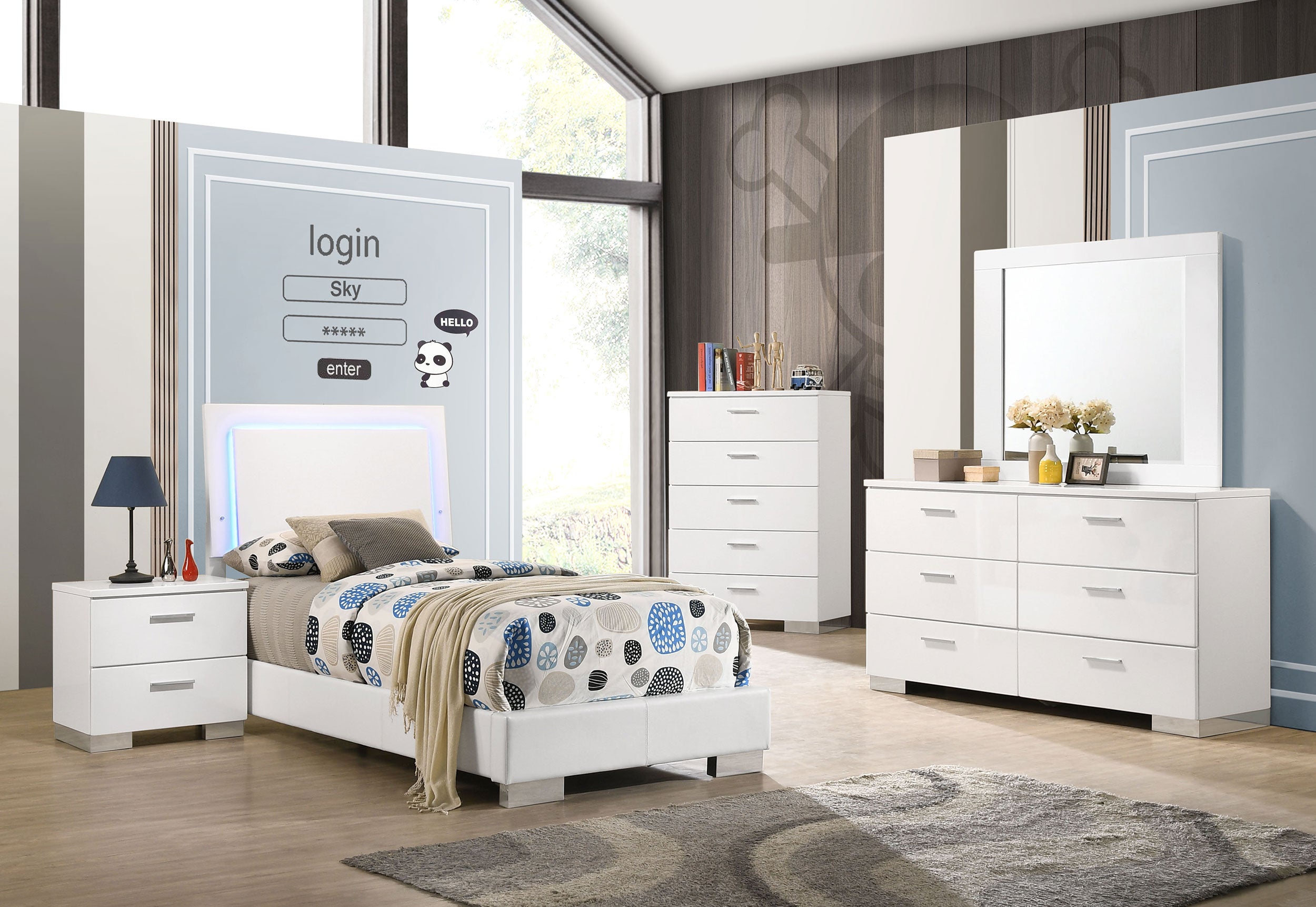 Felicity California King Bedroom Set White Gloss