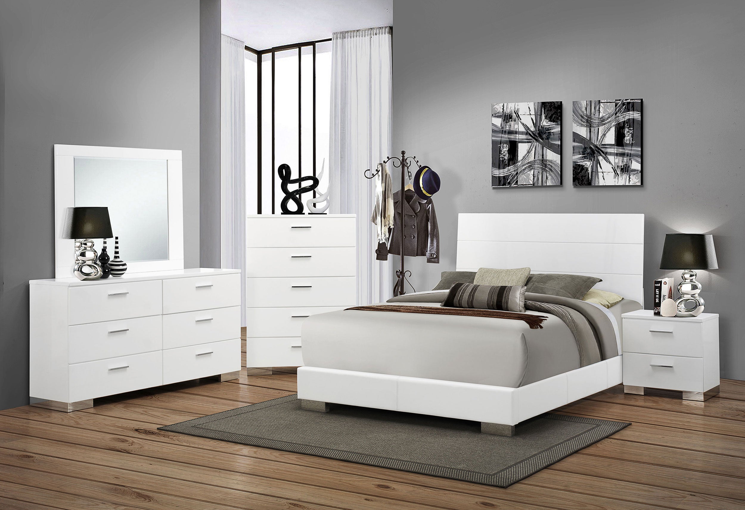 Felicity California King Bedroom Set White Gloss