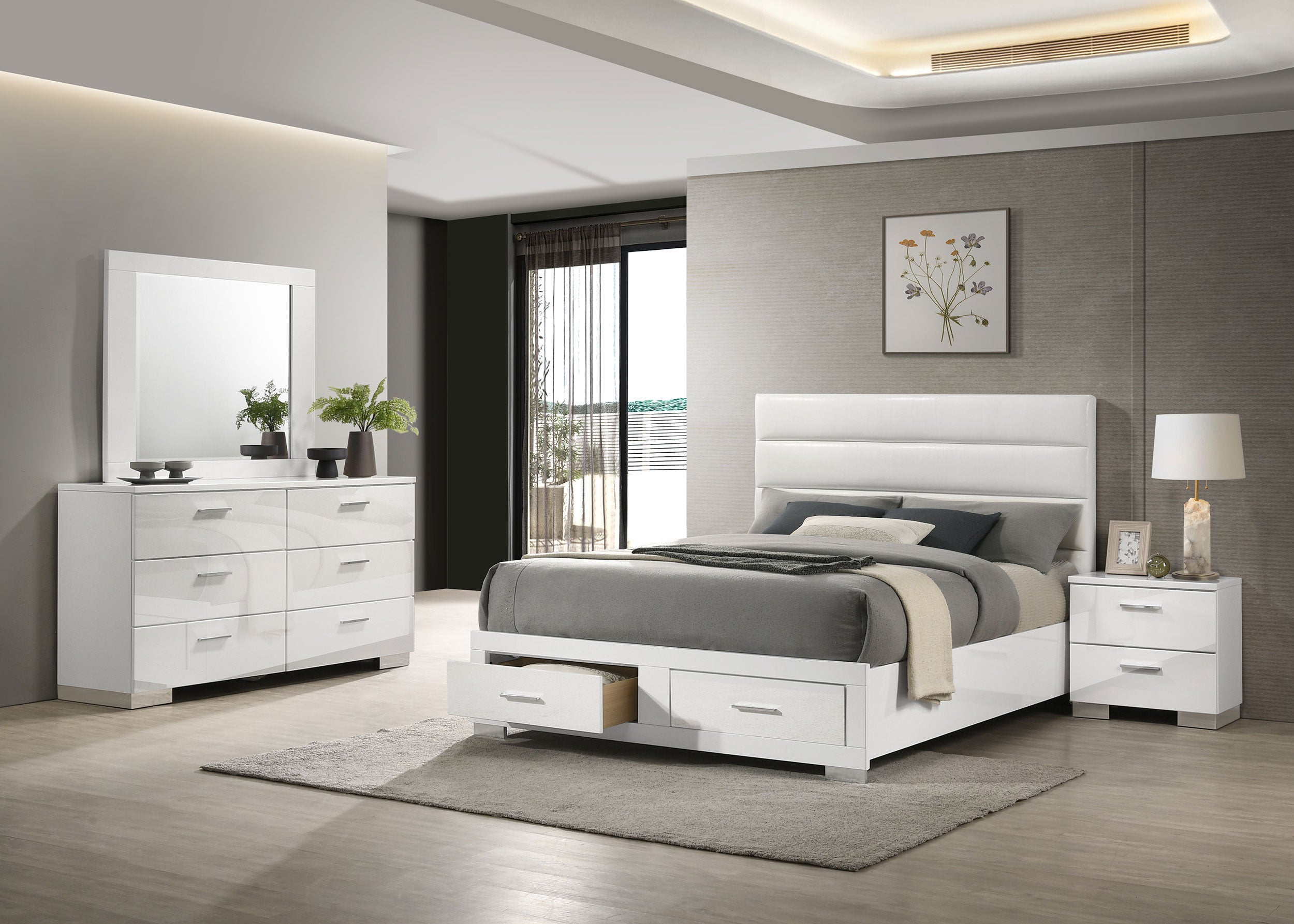 Felicity California King Bedroom Set White Gloss