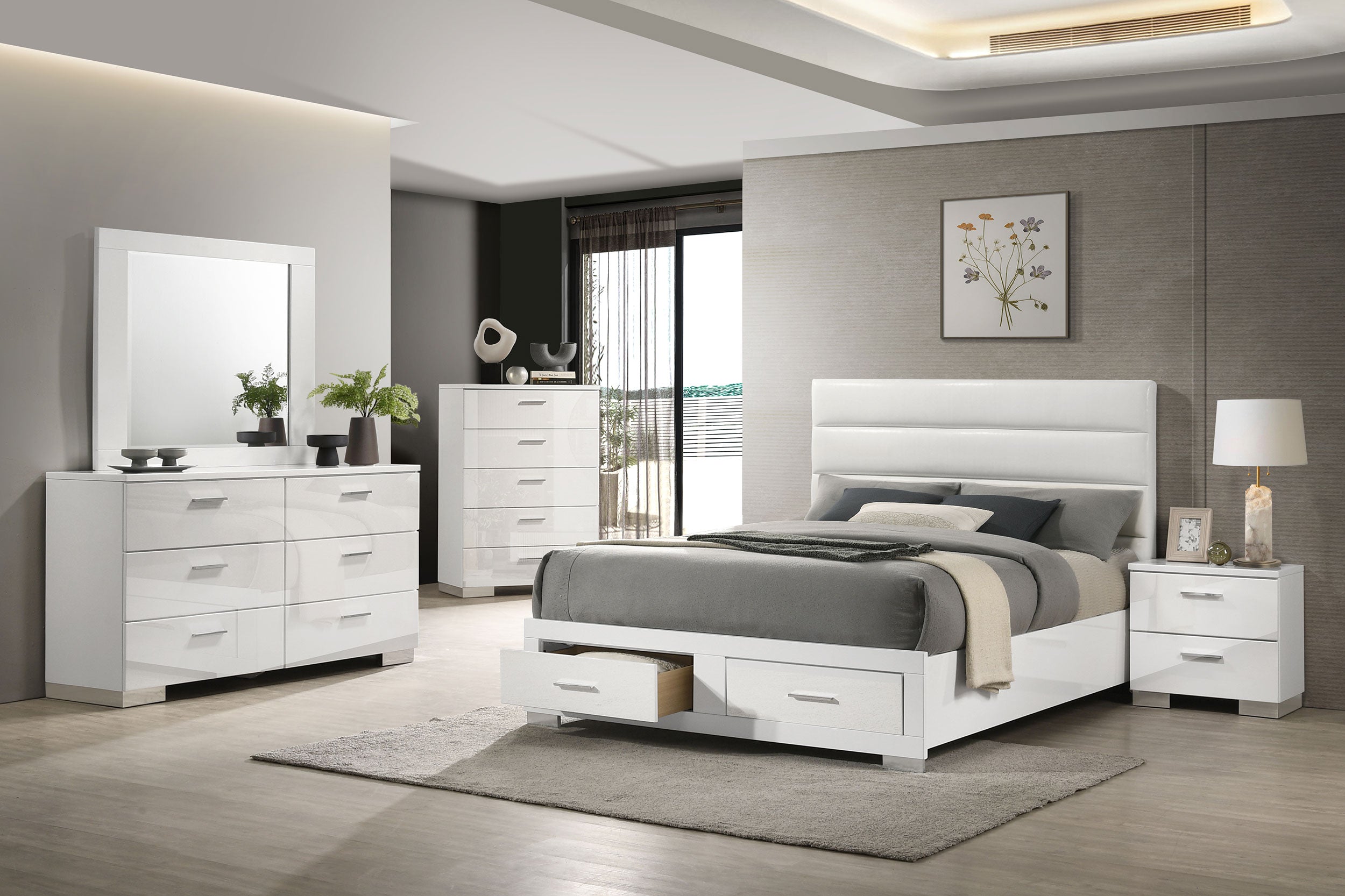 Felicity California King Bedroom Set White Gloss