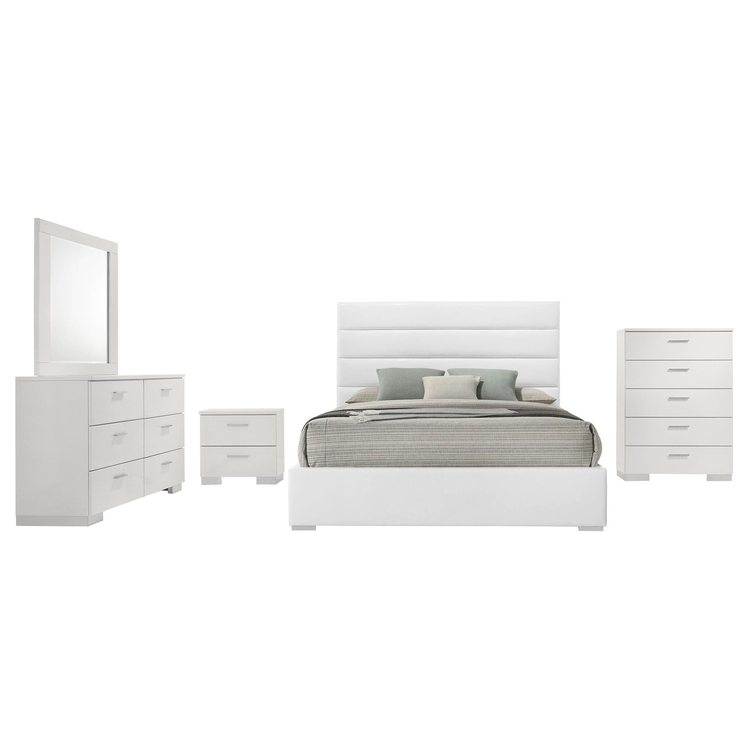 Felicity California King Bedroom Set White Gloss