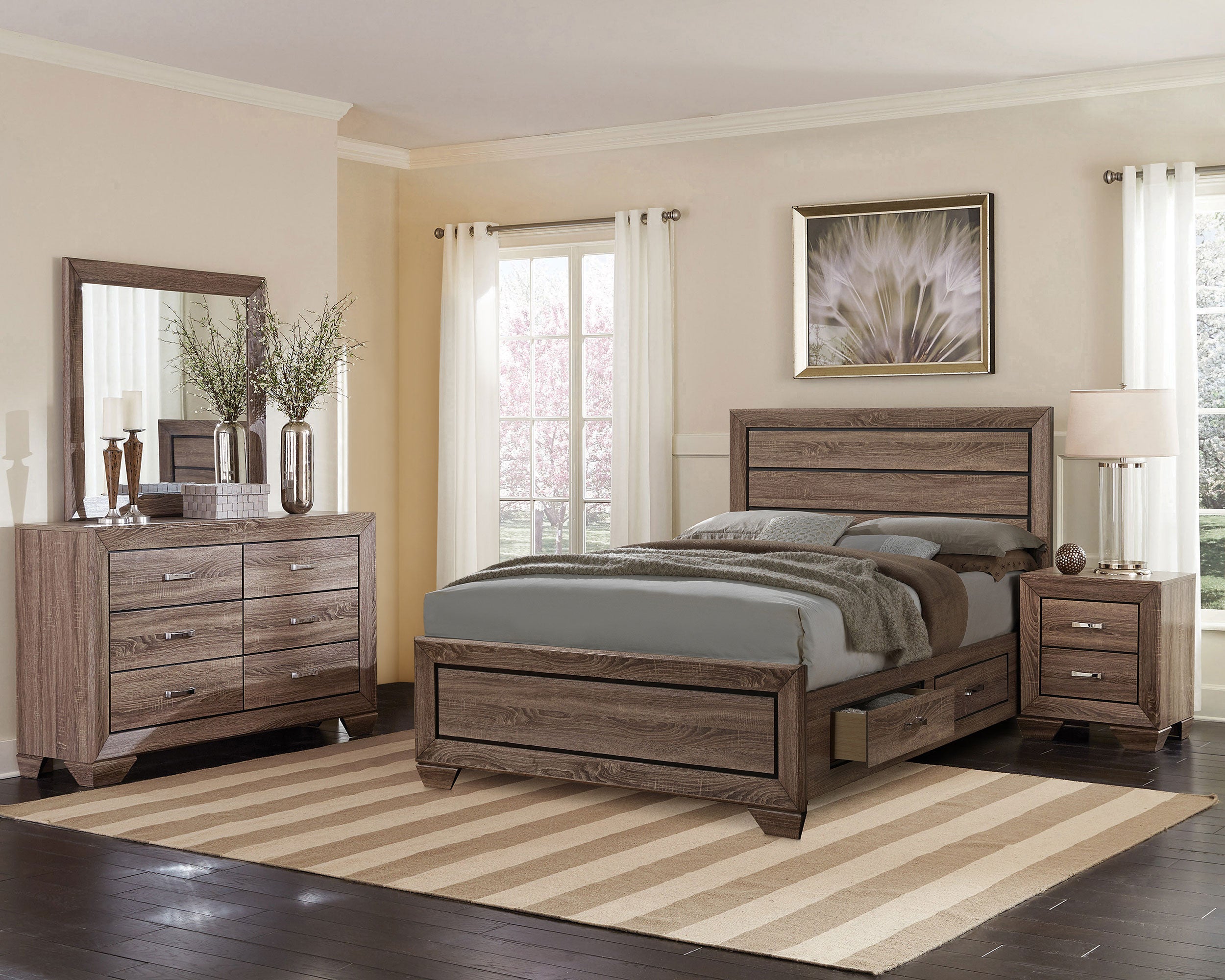 Kauffman  California King Bedroom Set Dark Cocoa