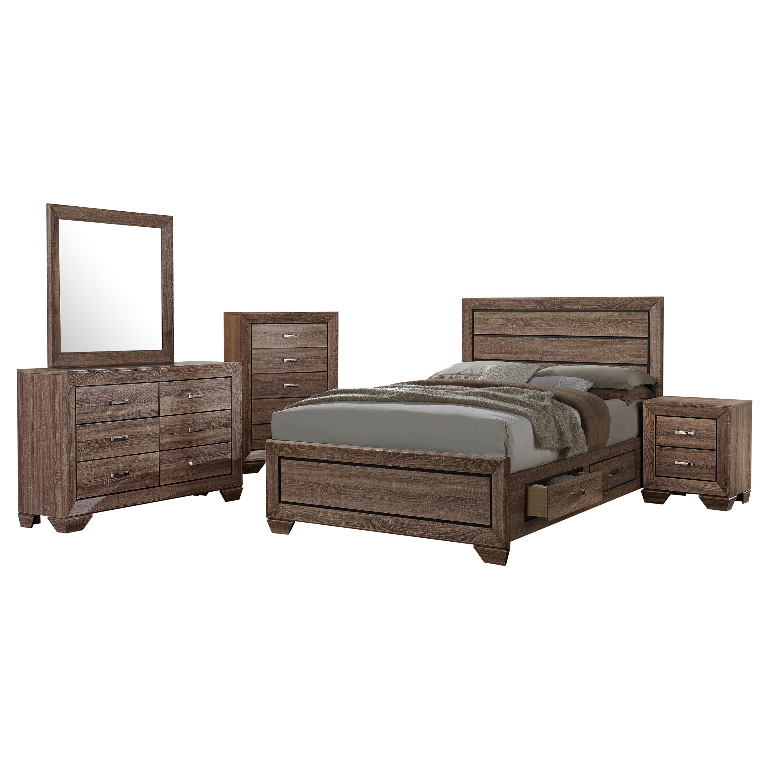 Kauffman  California King Bedroom Set Dark Cocoa