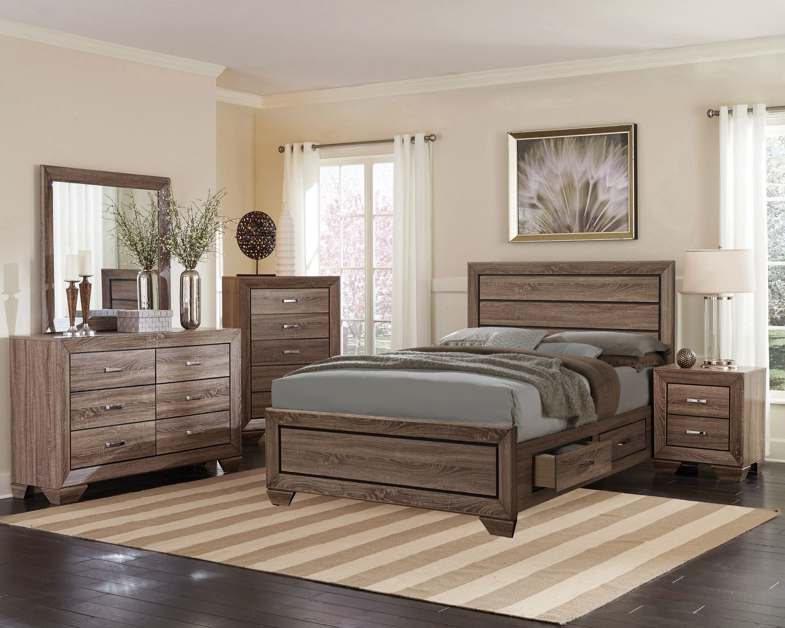 Kauffman  California King Bedroom Set Dark Cocoa