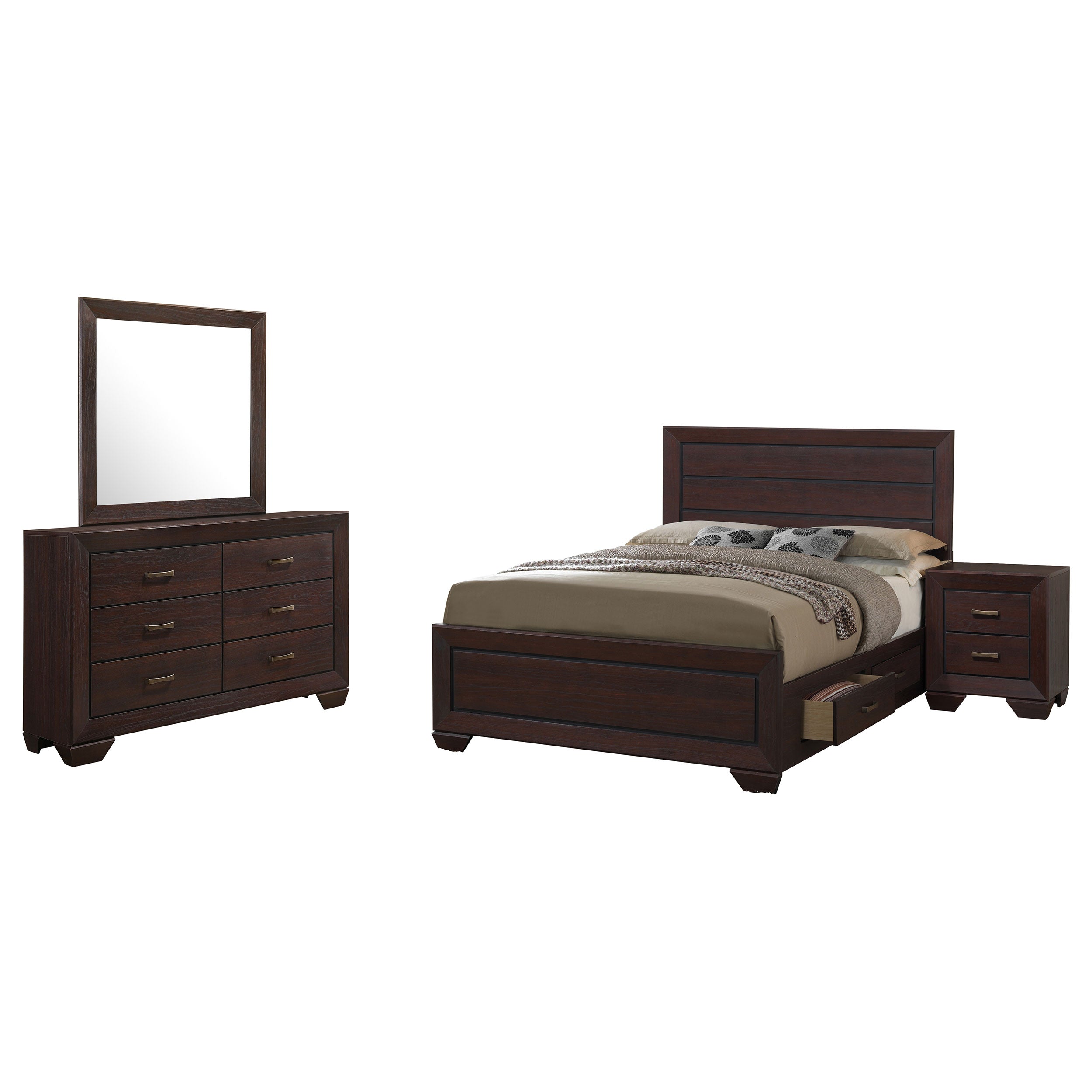 Kauffman  California King Bedroom Set Dark Cocoa