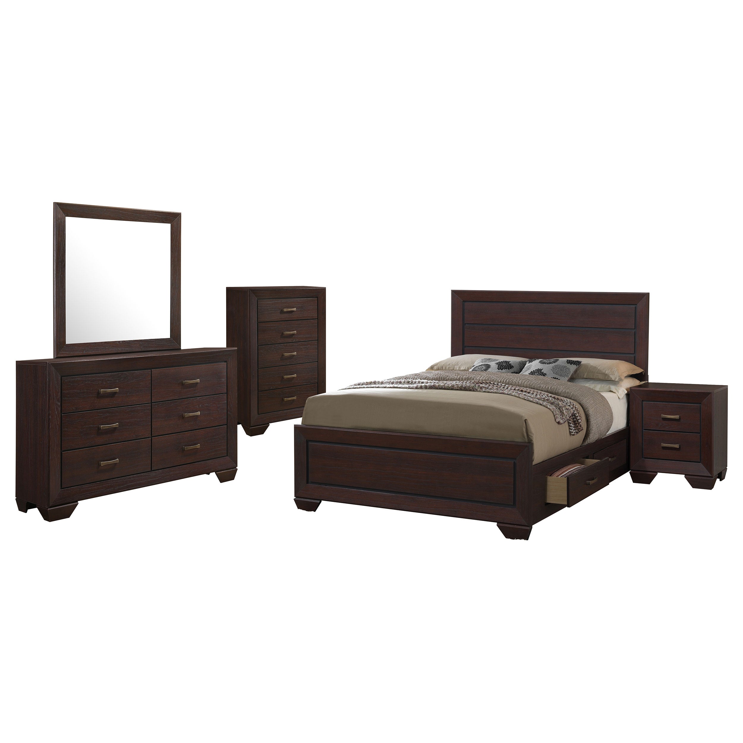 Kauffman  California King Bedroom Set Dark Cocoa