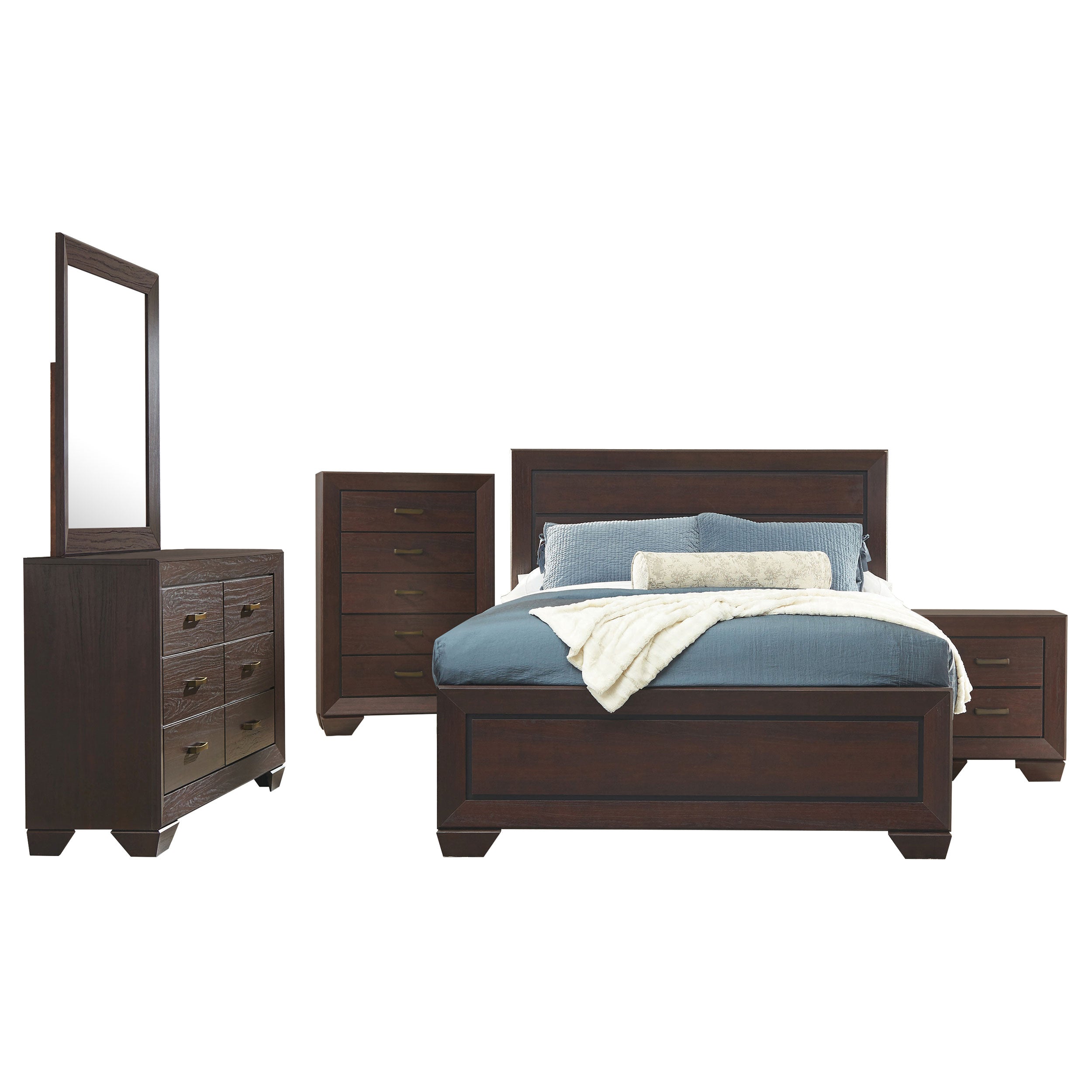 Kauffman  California King Bedroom Set Dark Cocoa